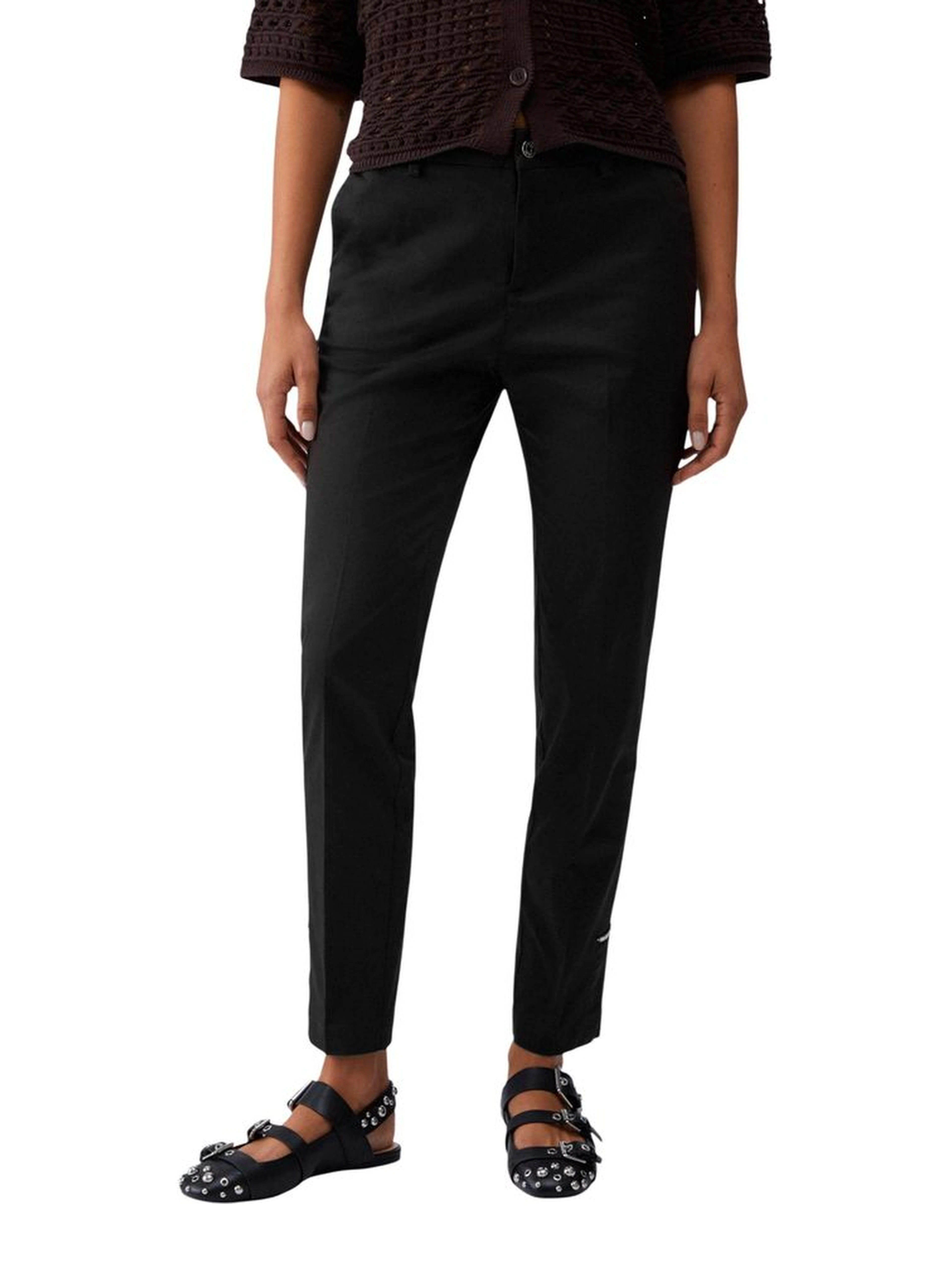 Black Cotton Chino Pants