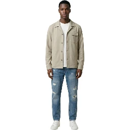 Beige Polyester Full-Length Jacket