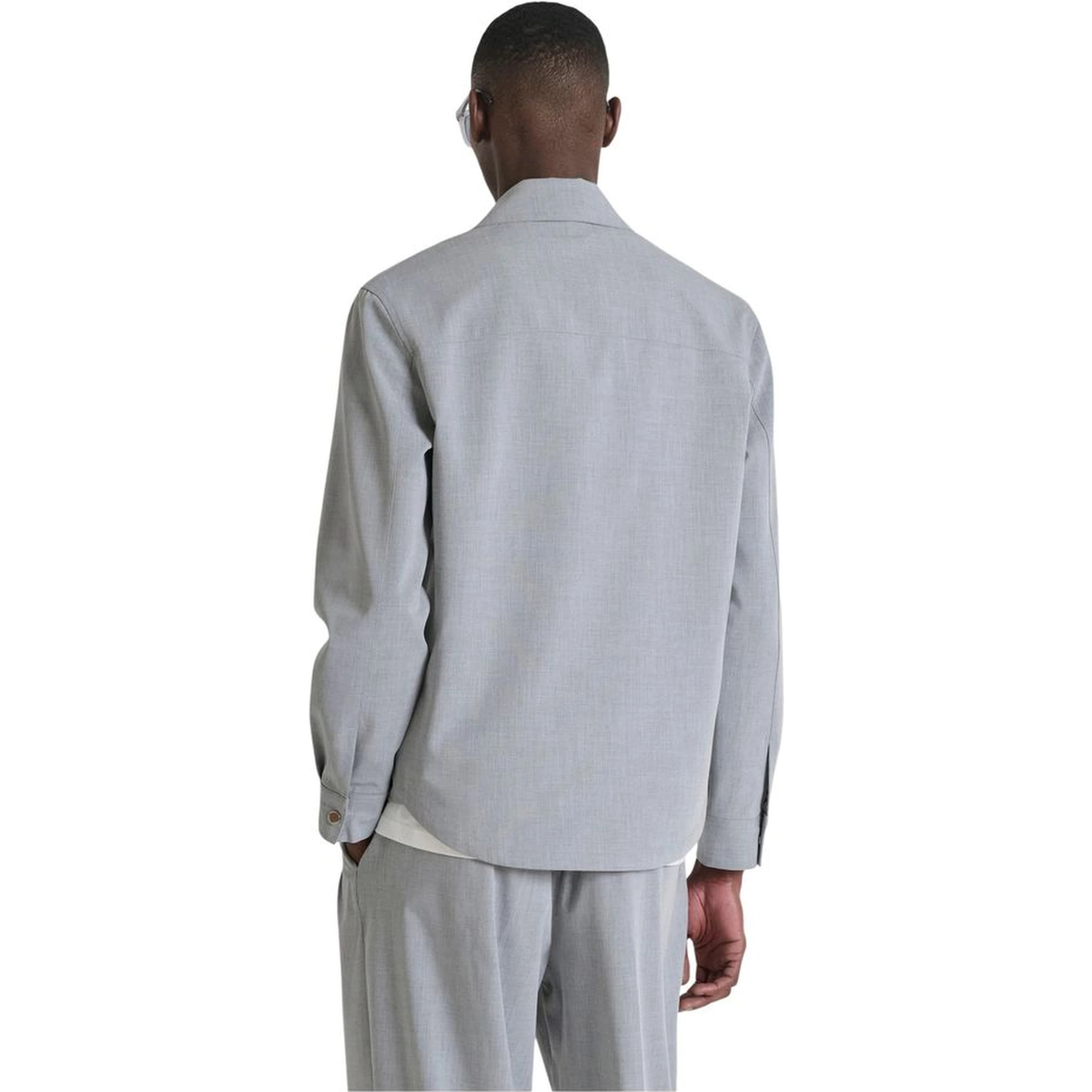 Gray Polyester Dress Shirt