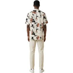 Beige Cotton Casual Pants