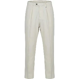 Beige Cotton Casual Pants