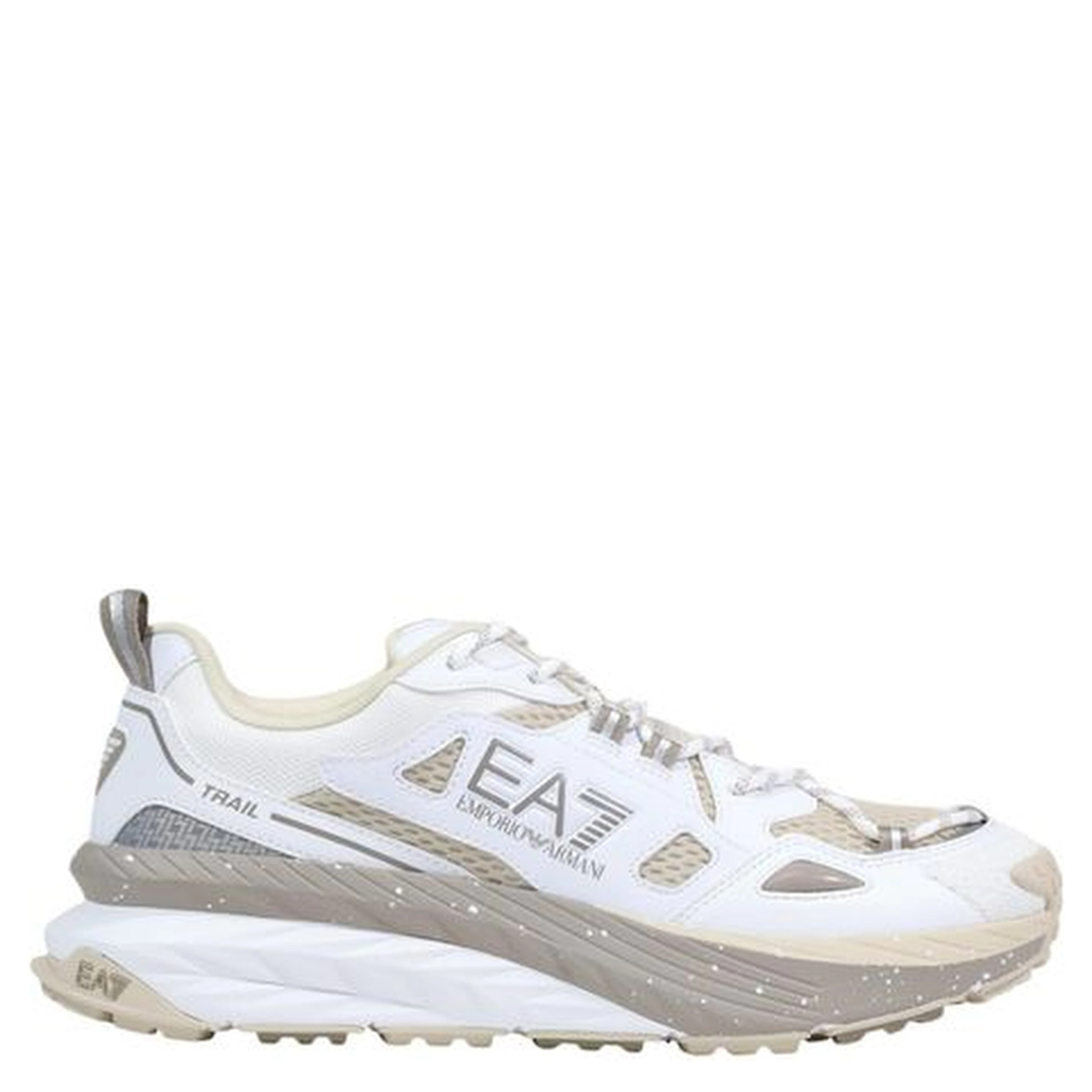 White Polyester Athletic Sneakers