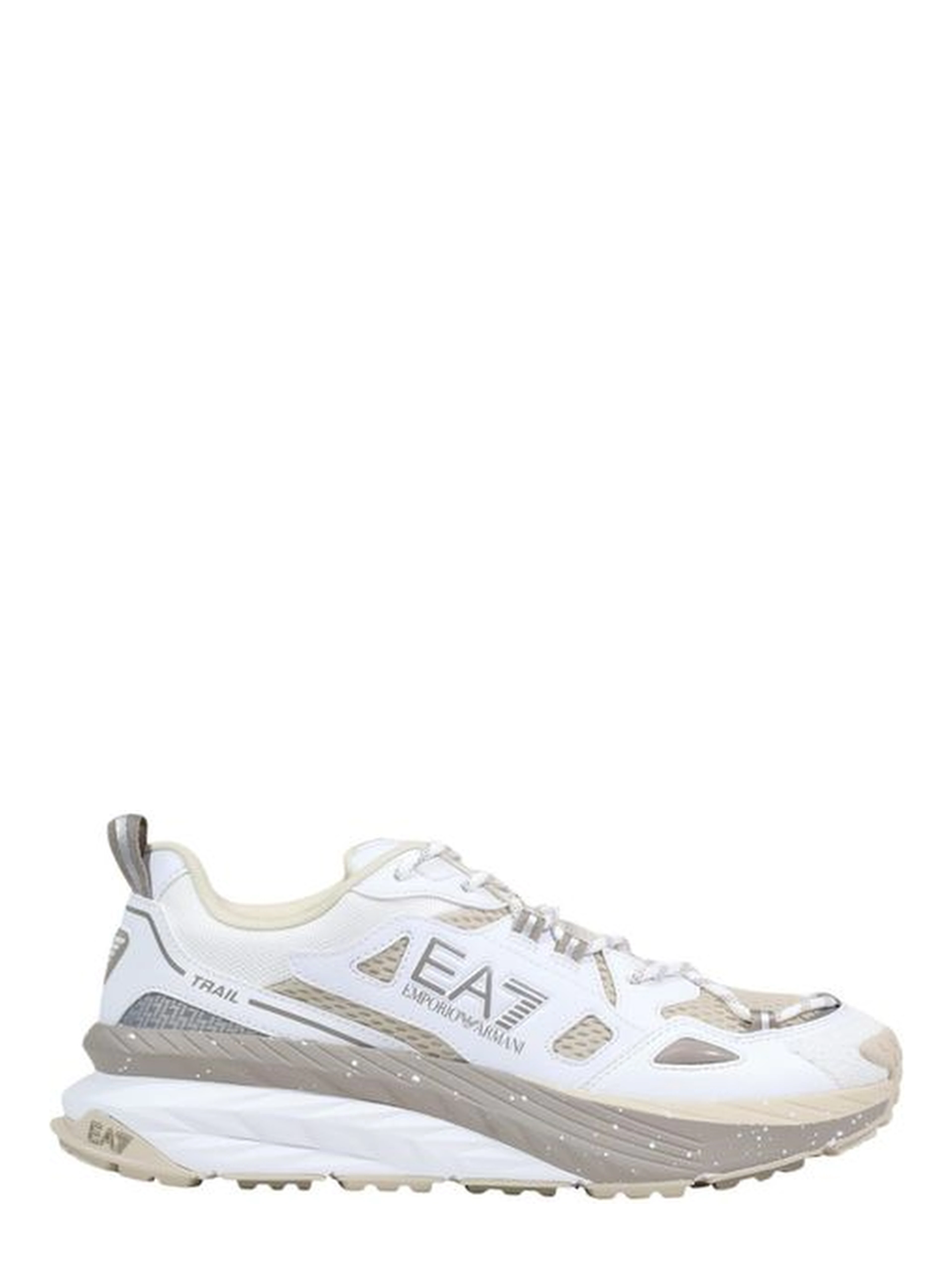 White Polyester Athletic Sneakers