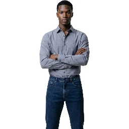 Blue Polyester Dress Shirt
