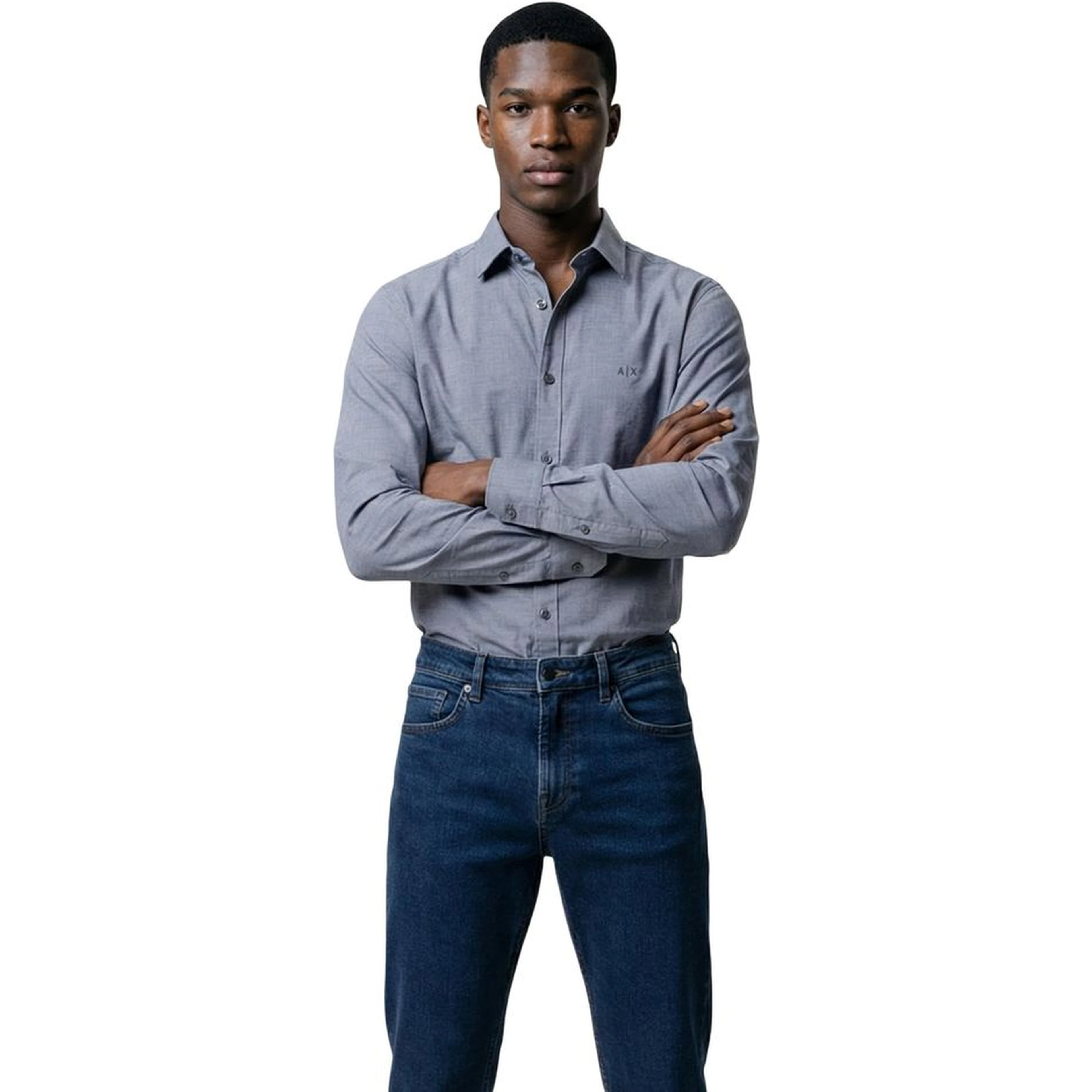 Blue Polyester Dress Shirt