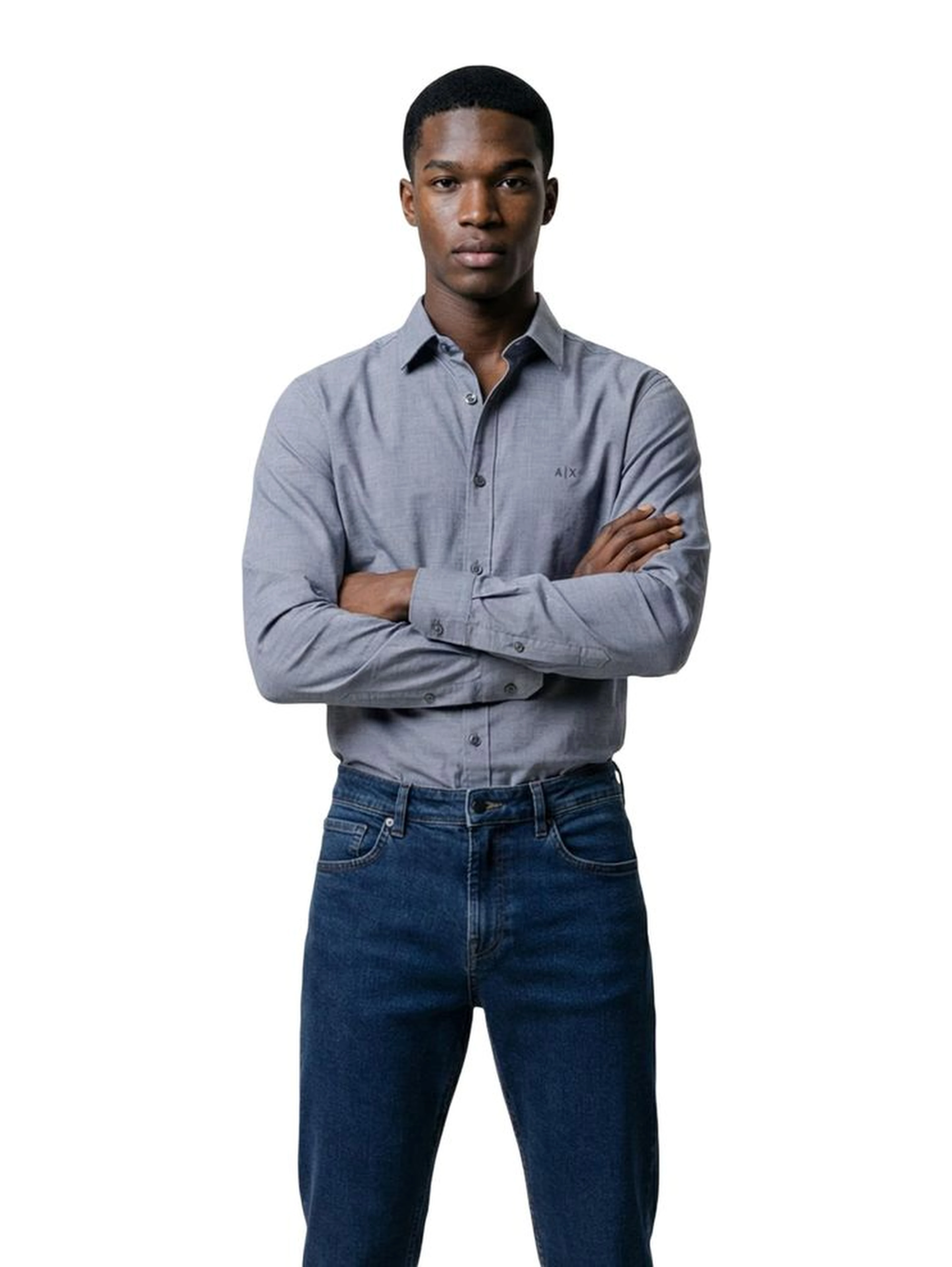 Blue Polyester Dress Shirt