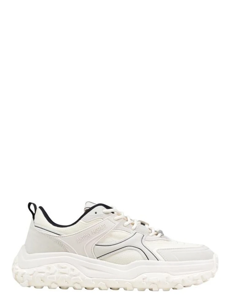 White Polyester Athletic Sneakers