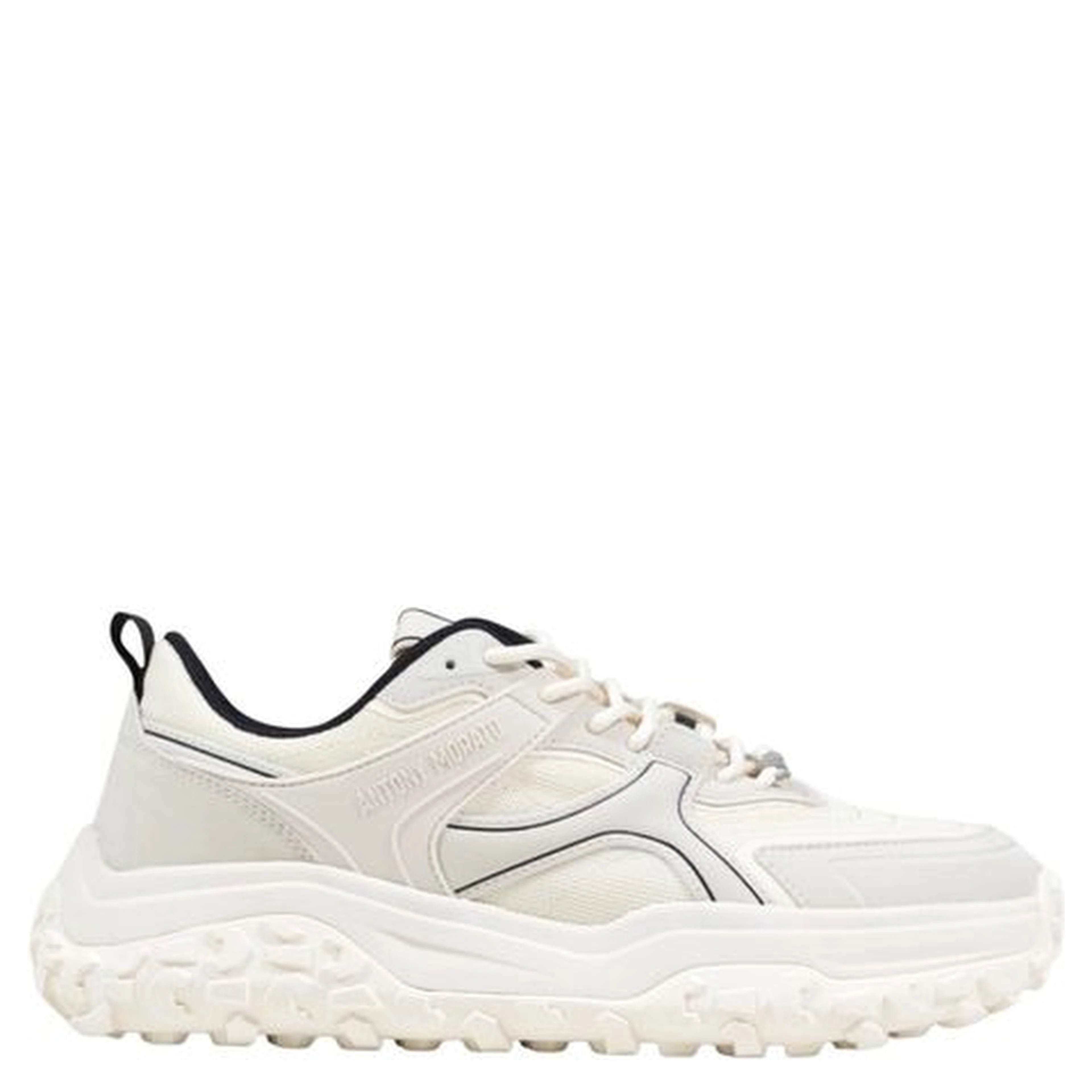 White Polyester Athletic Sneakers