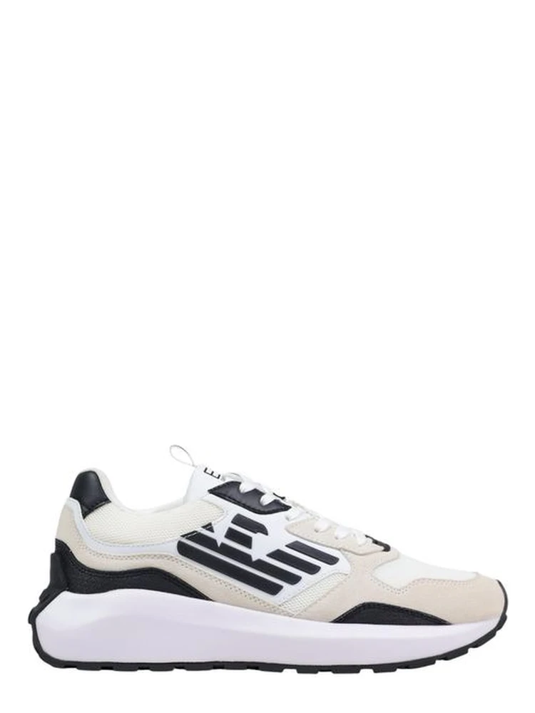 Black And White Polyethylene Athletic Sneakers