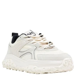 White Polyester Athletic Sneakers