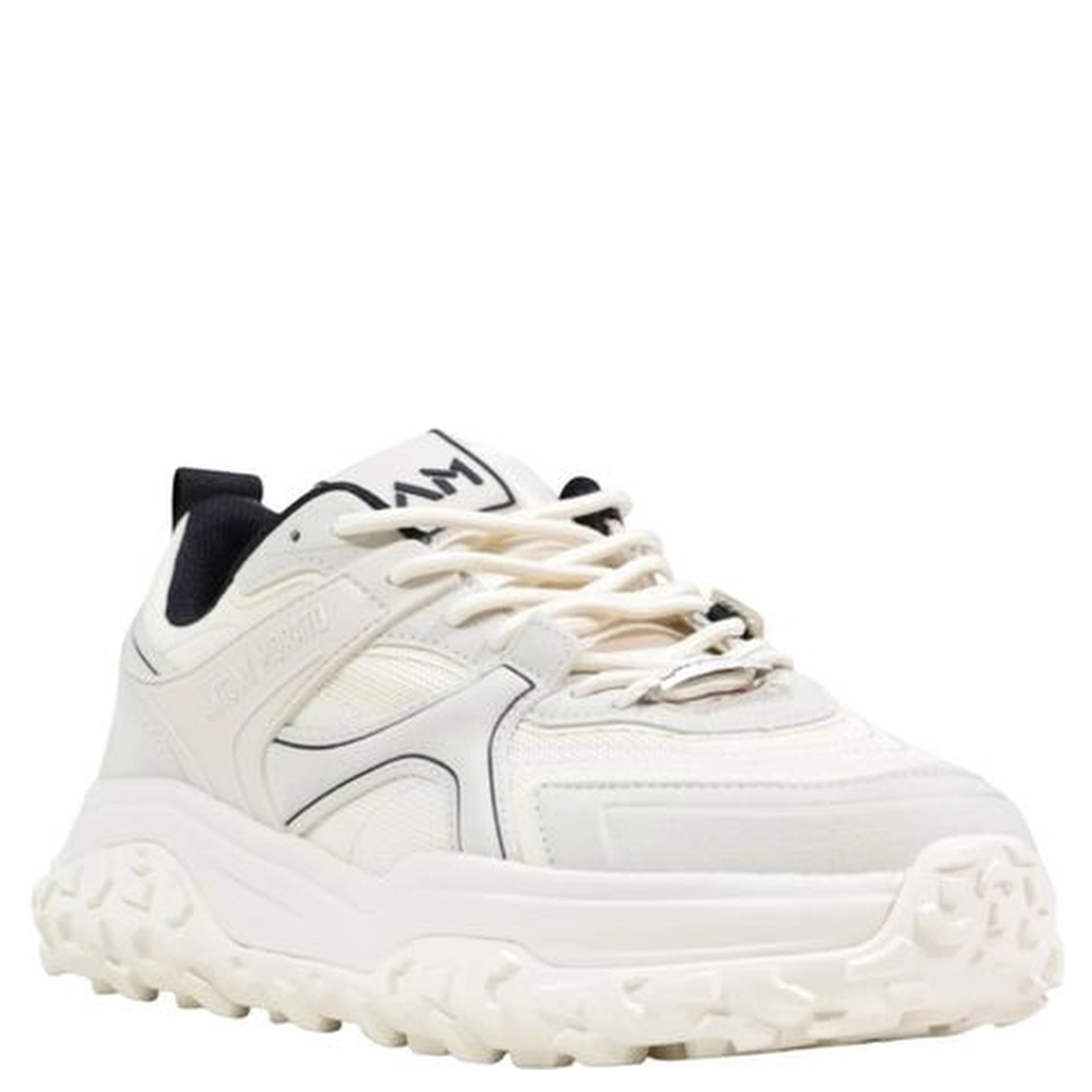 White Polyester Athletic Sneakers