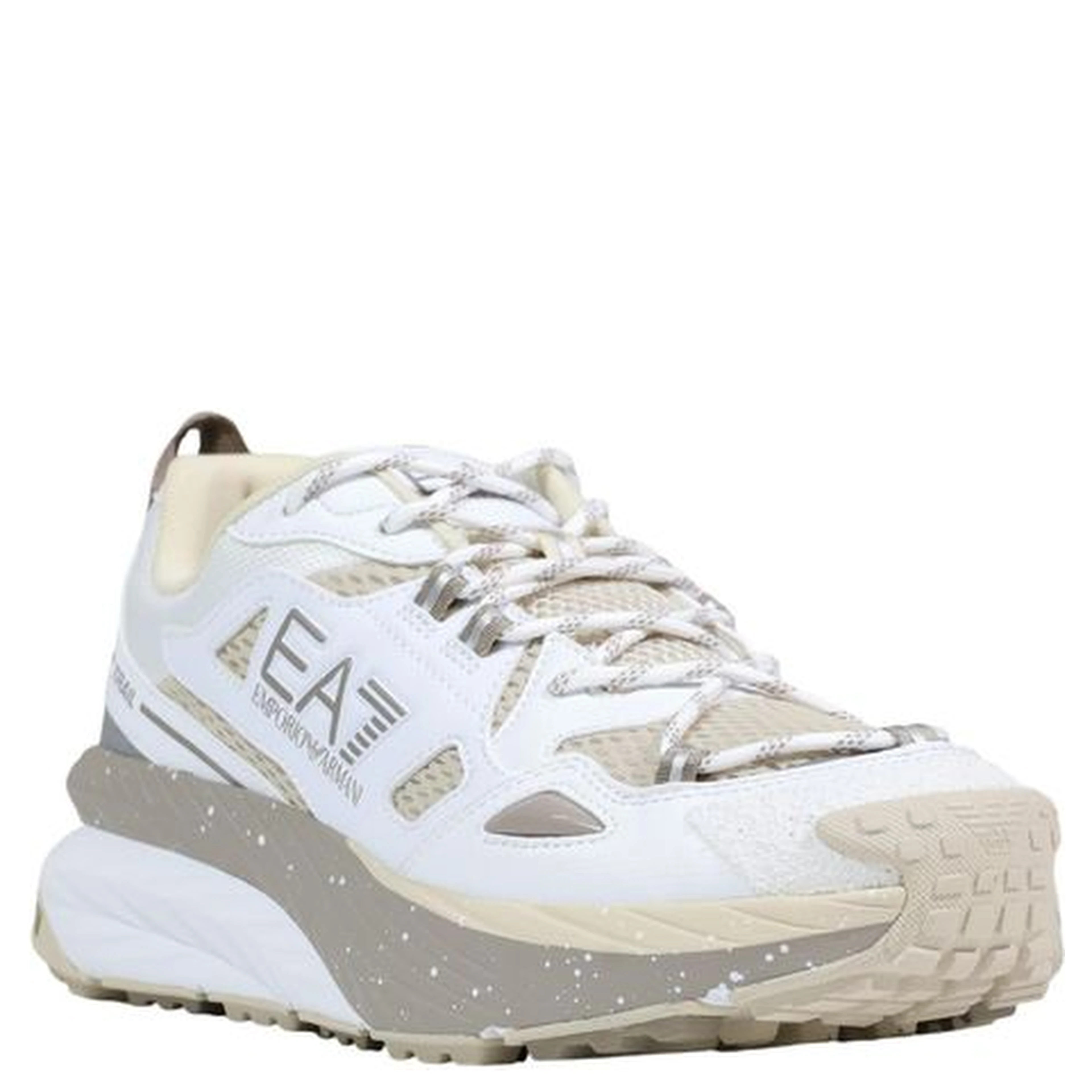 White Polyester Athletic Sneakers