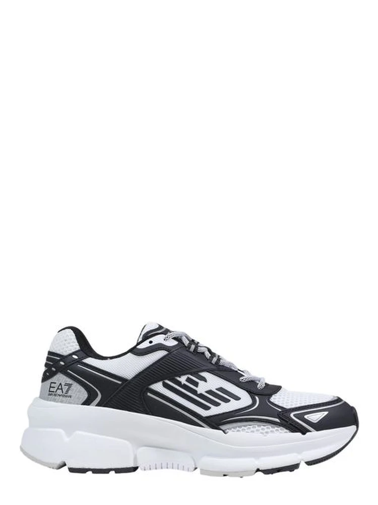 Black And White Polyester Athletic Sneakers