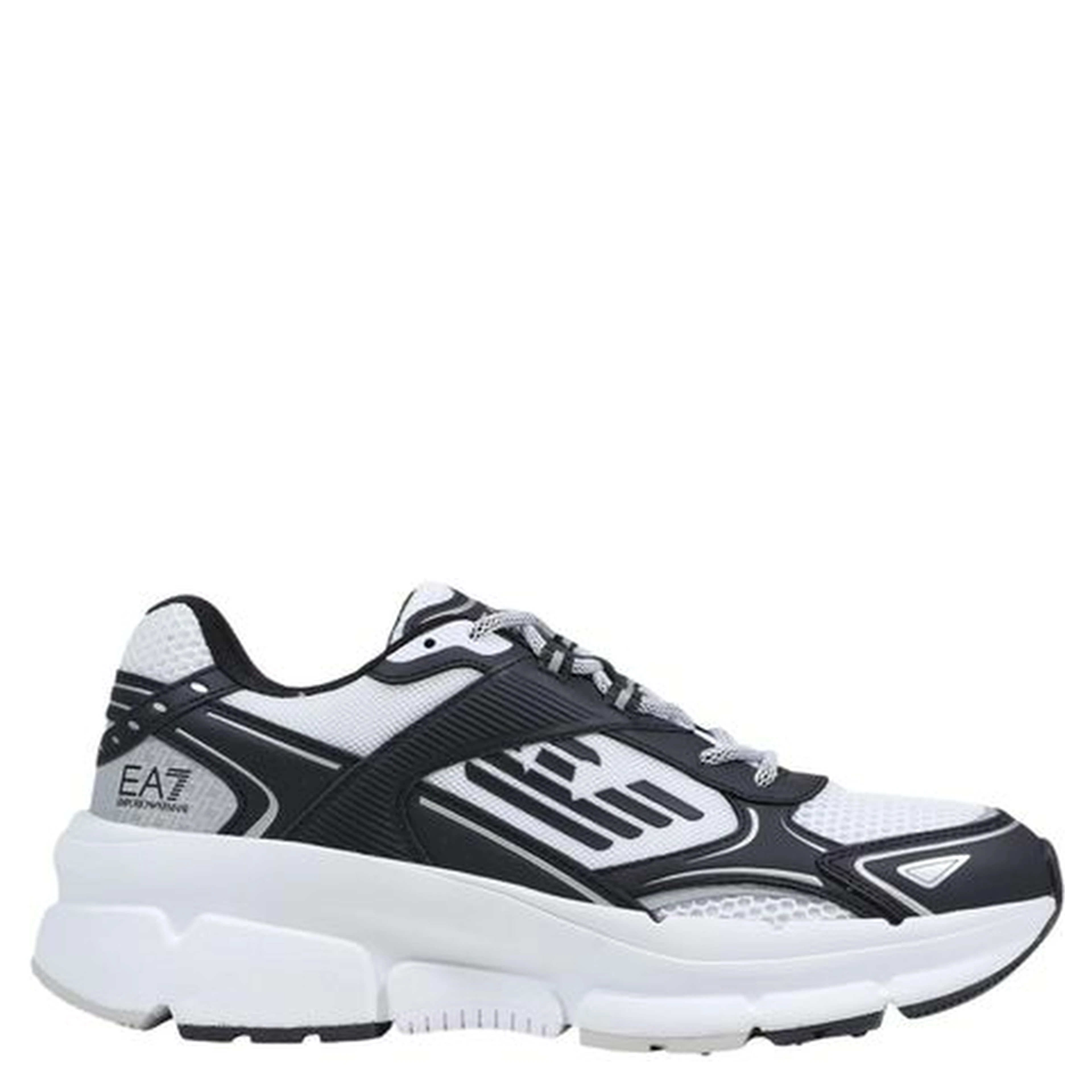 Black And White Polyester Athletic Sneakers