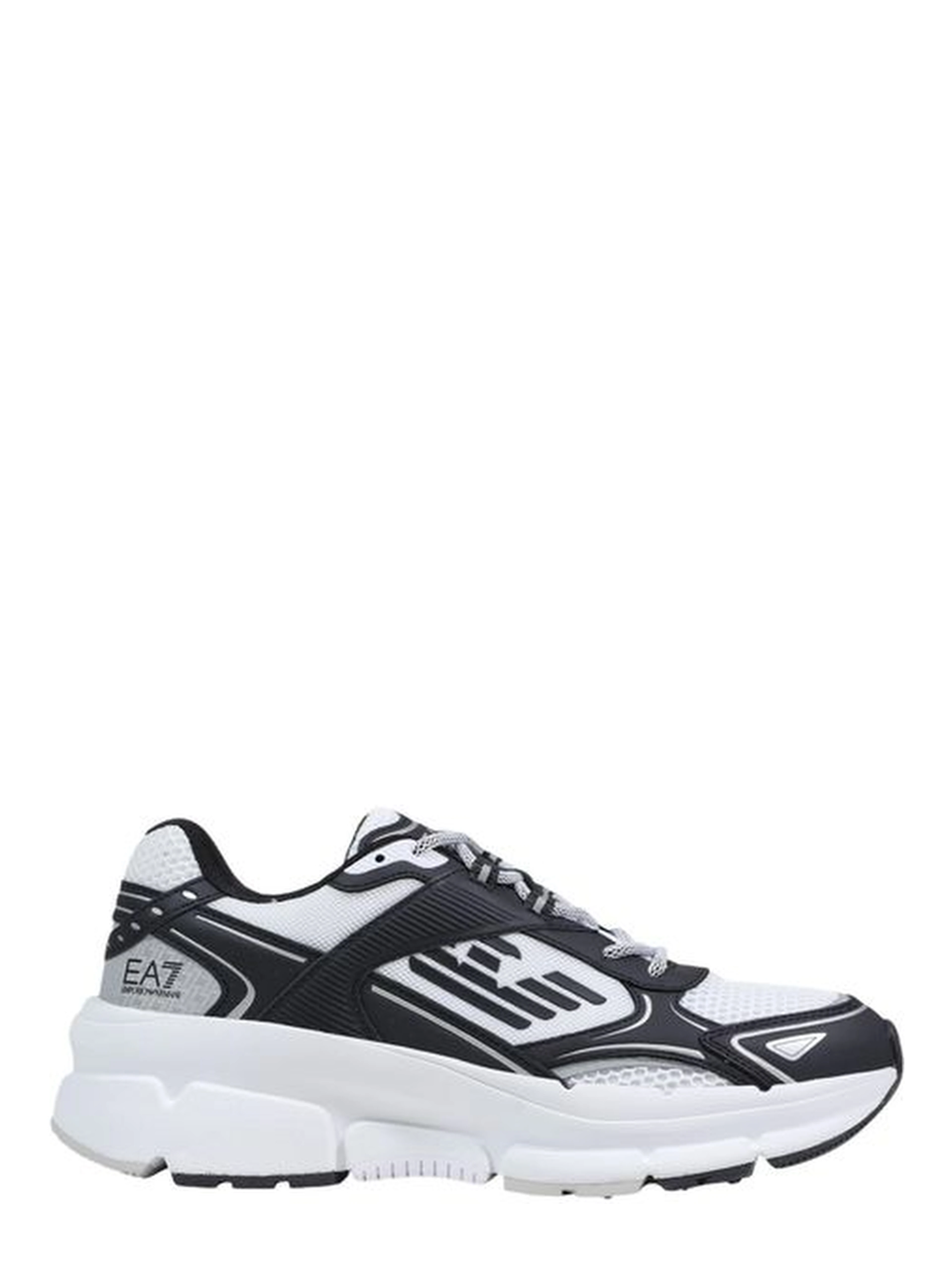 Black And White Polyester Athletic Sneakers
