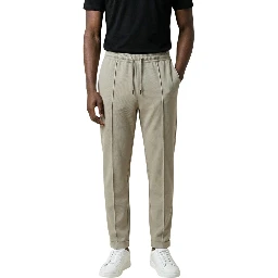 Beige Polyester Casual Pants
