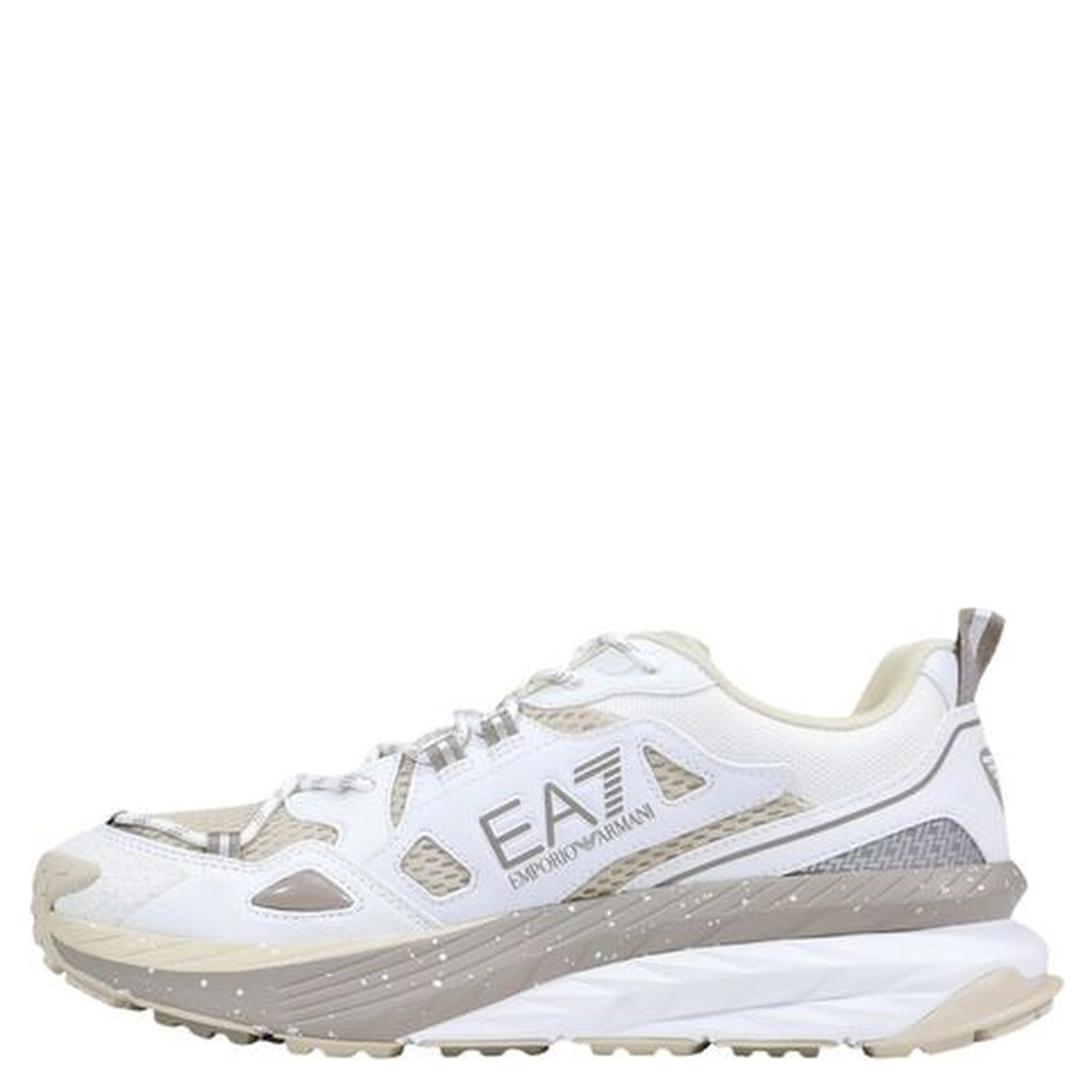 White Polyester Athletic Sneakers