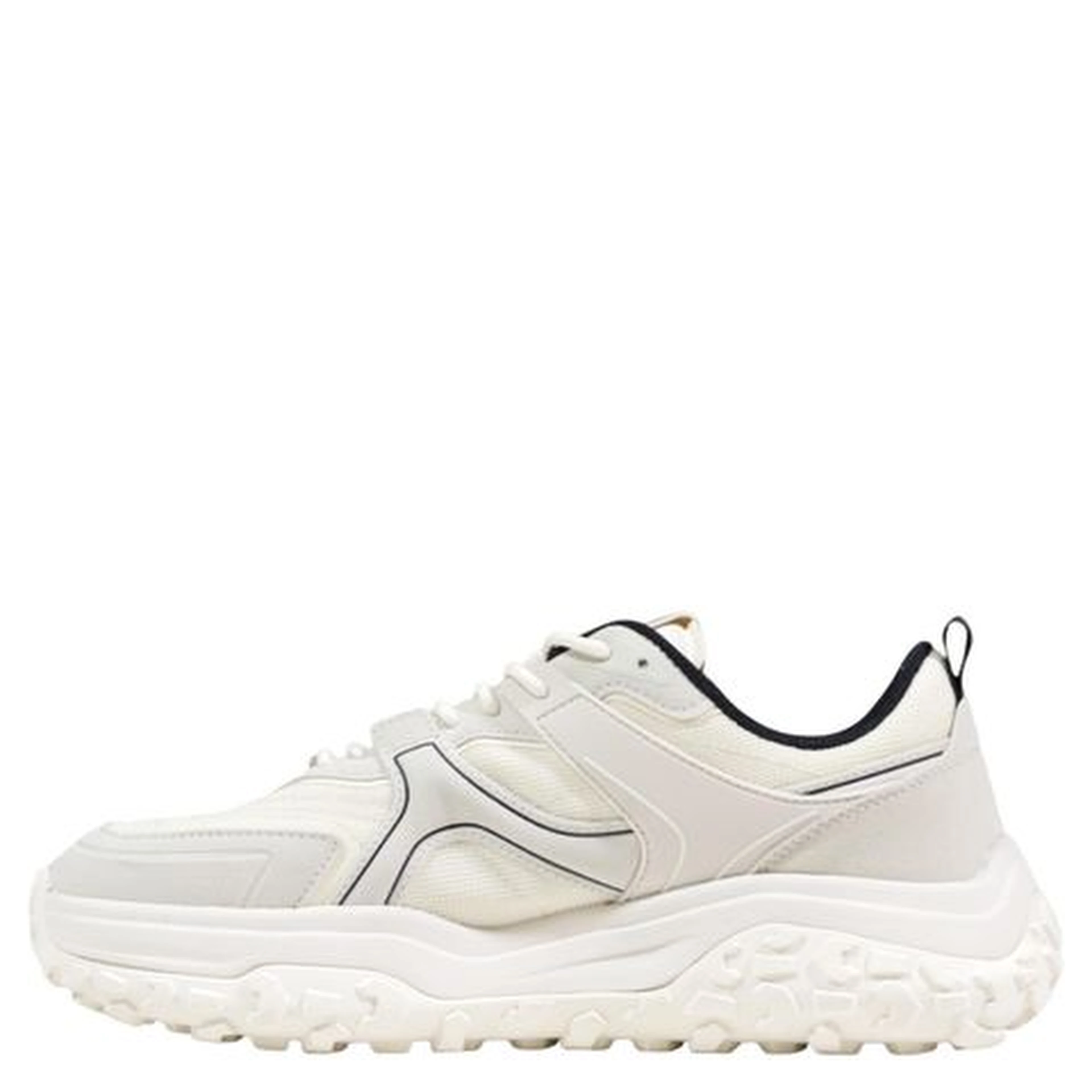 White Polyester Athletic Sneakers