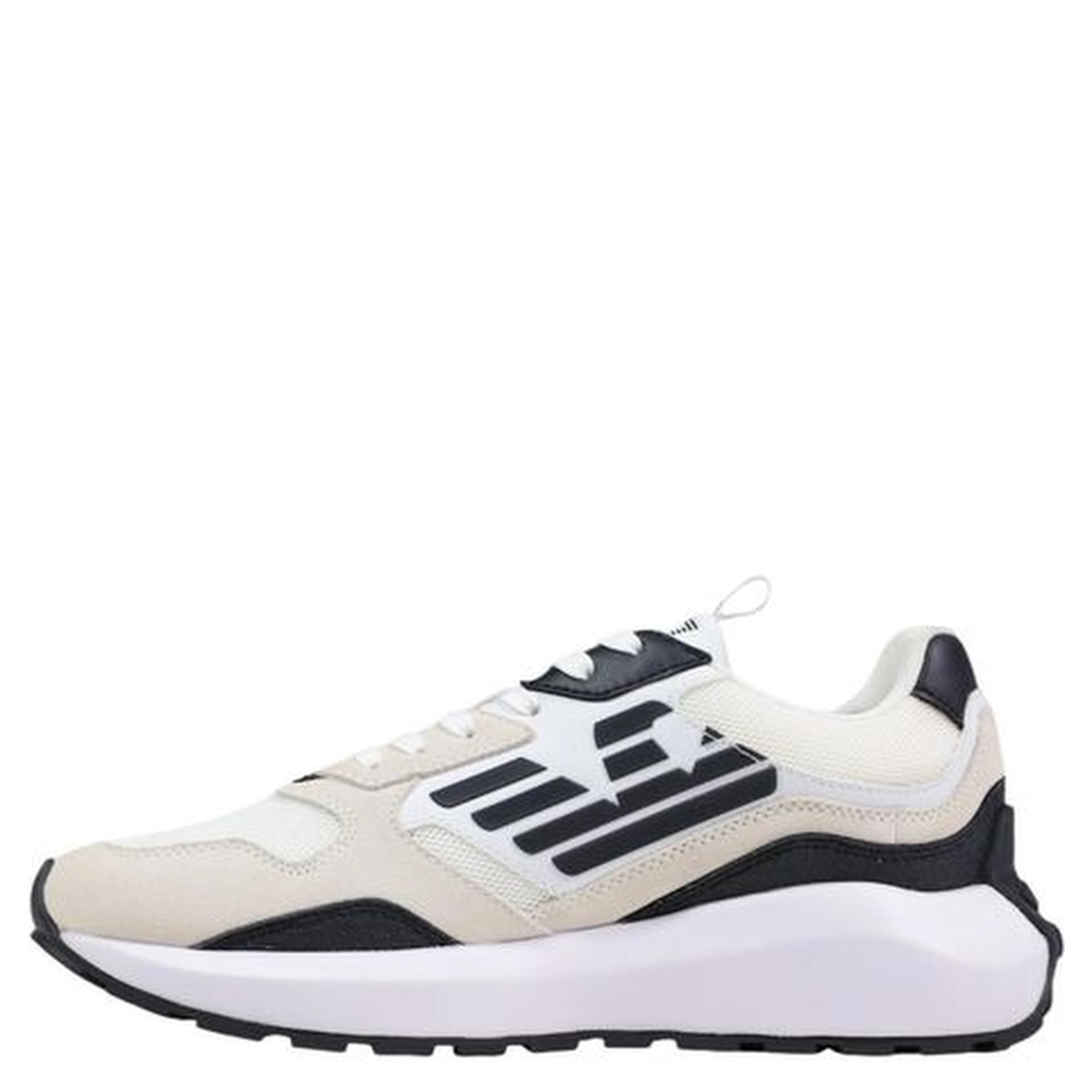 Black And White Polyethylene Athletic Sneakers