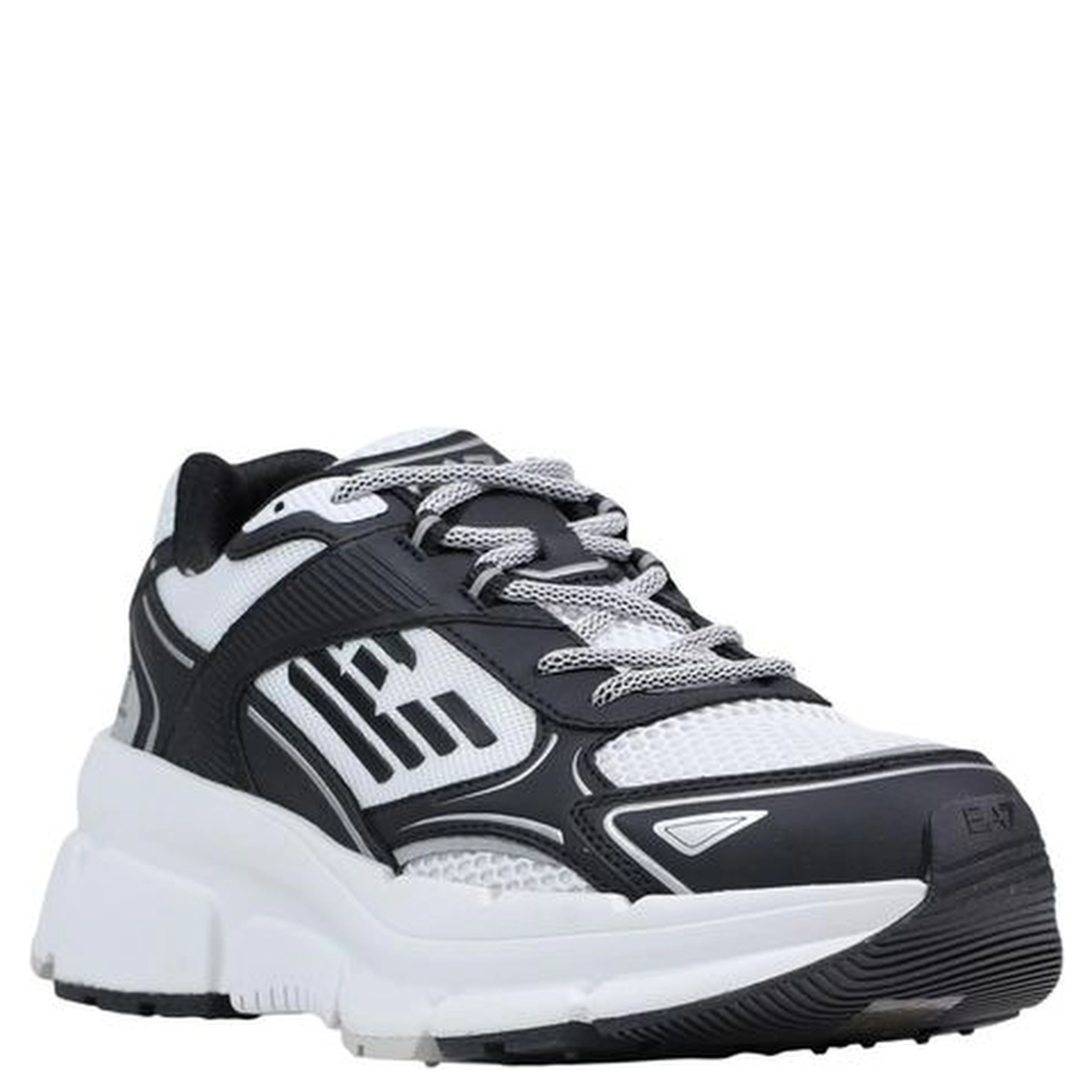 Black And White Polyester Athletic Sneakers