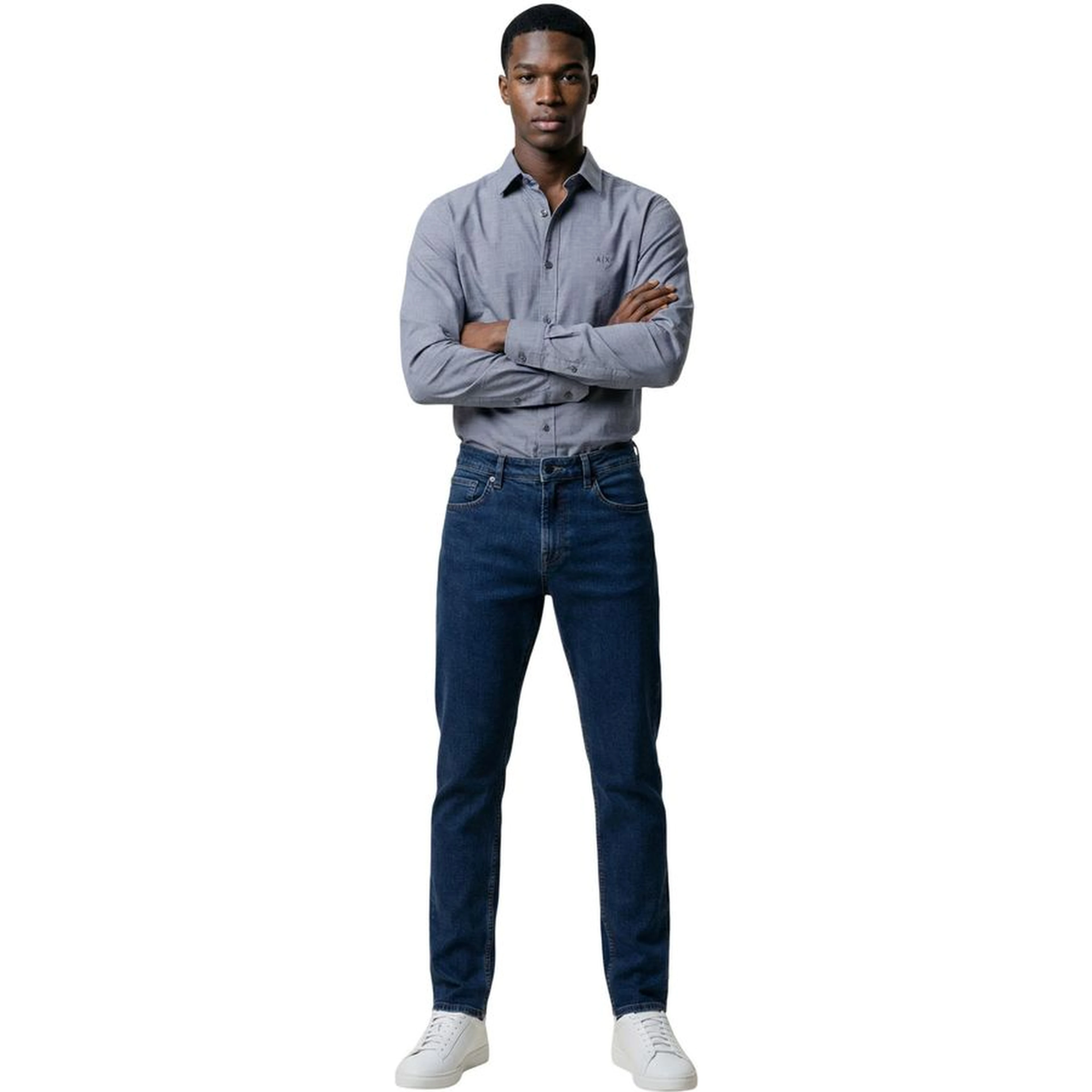 Blue Polyester Dress Shirt
