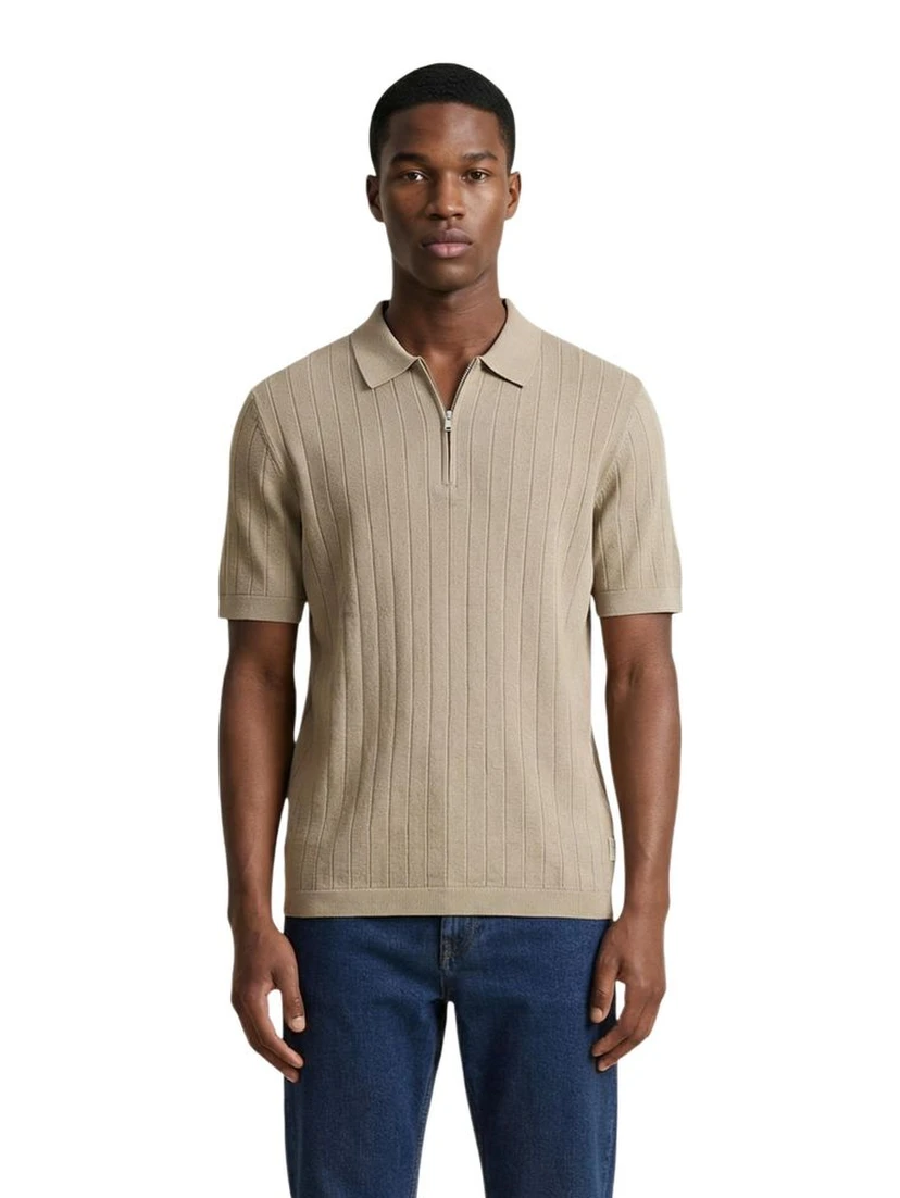 Beige Cotton Polo Shirt