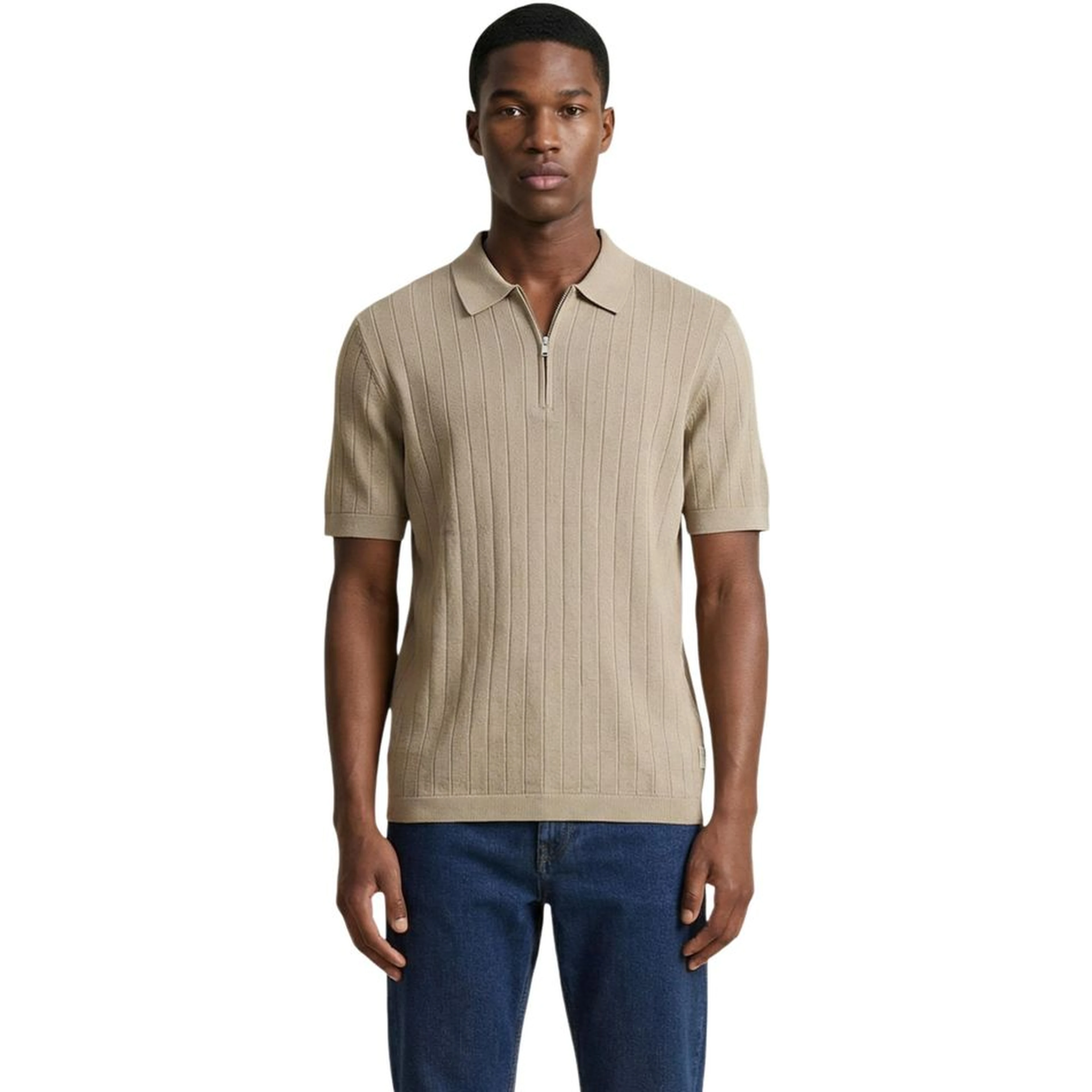 Beige Cotton Polo Shirt