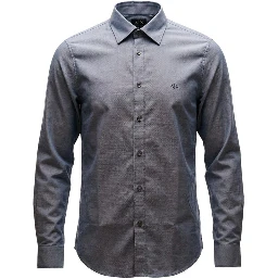 Blue Polyester Dress Shirt