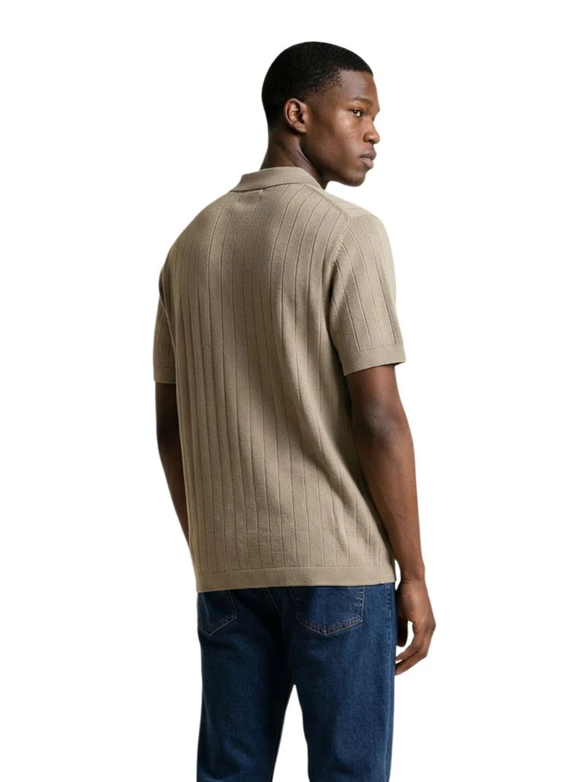 Beige Cotton Polo Shirt