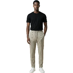 Beige Polyester Casual Pants