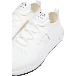 White Polyester Athletic Sneakers