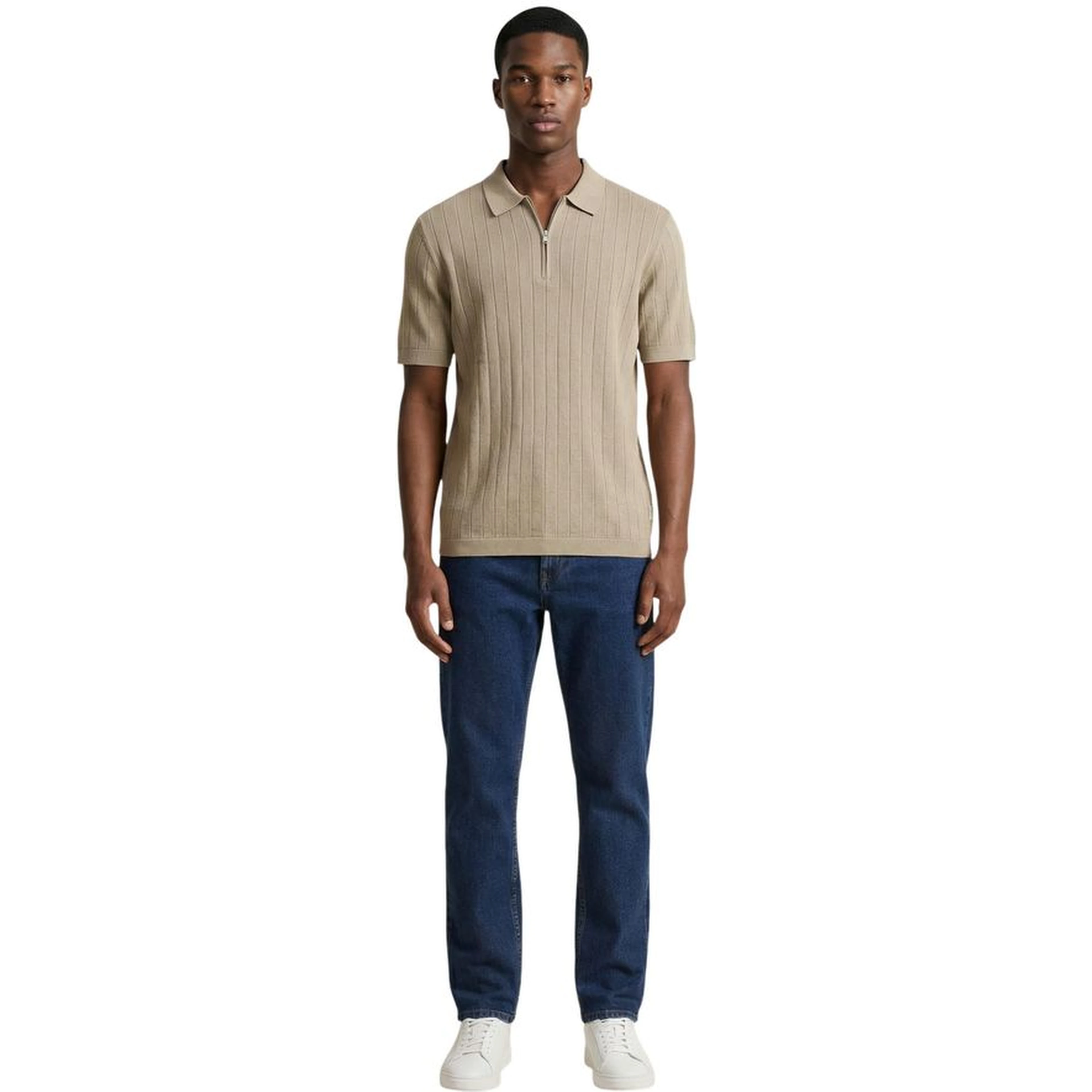 Beige Cotton Polo Shirt
