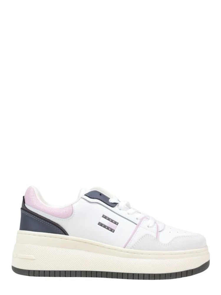 White Suede Leather Platform Sneakers