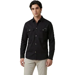 Black Cotton Dress Shirt