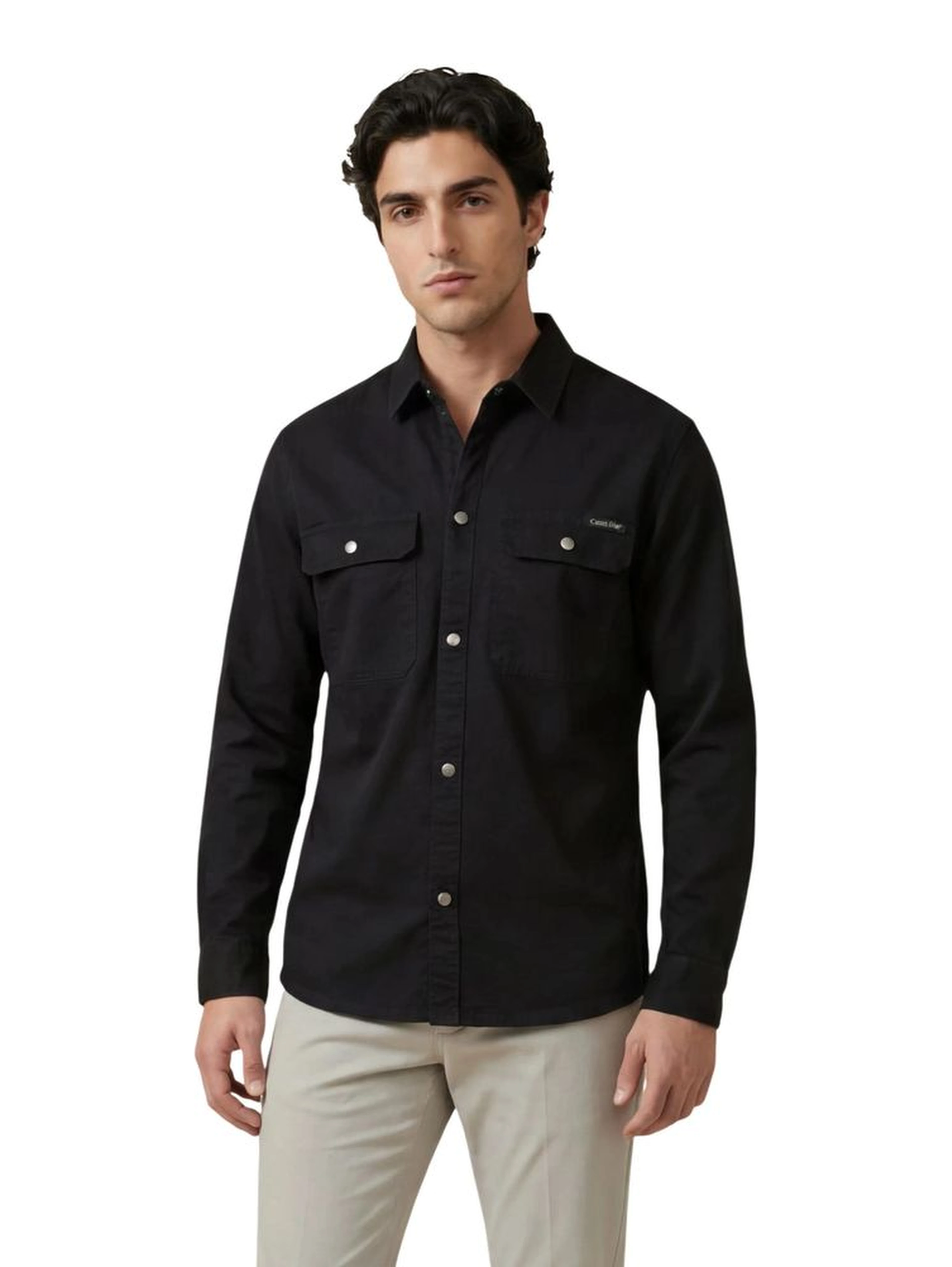 Black Cotton Dress Shirt