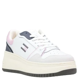 White Suede Leather Platform Sneakers