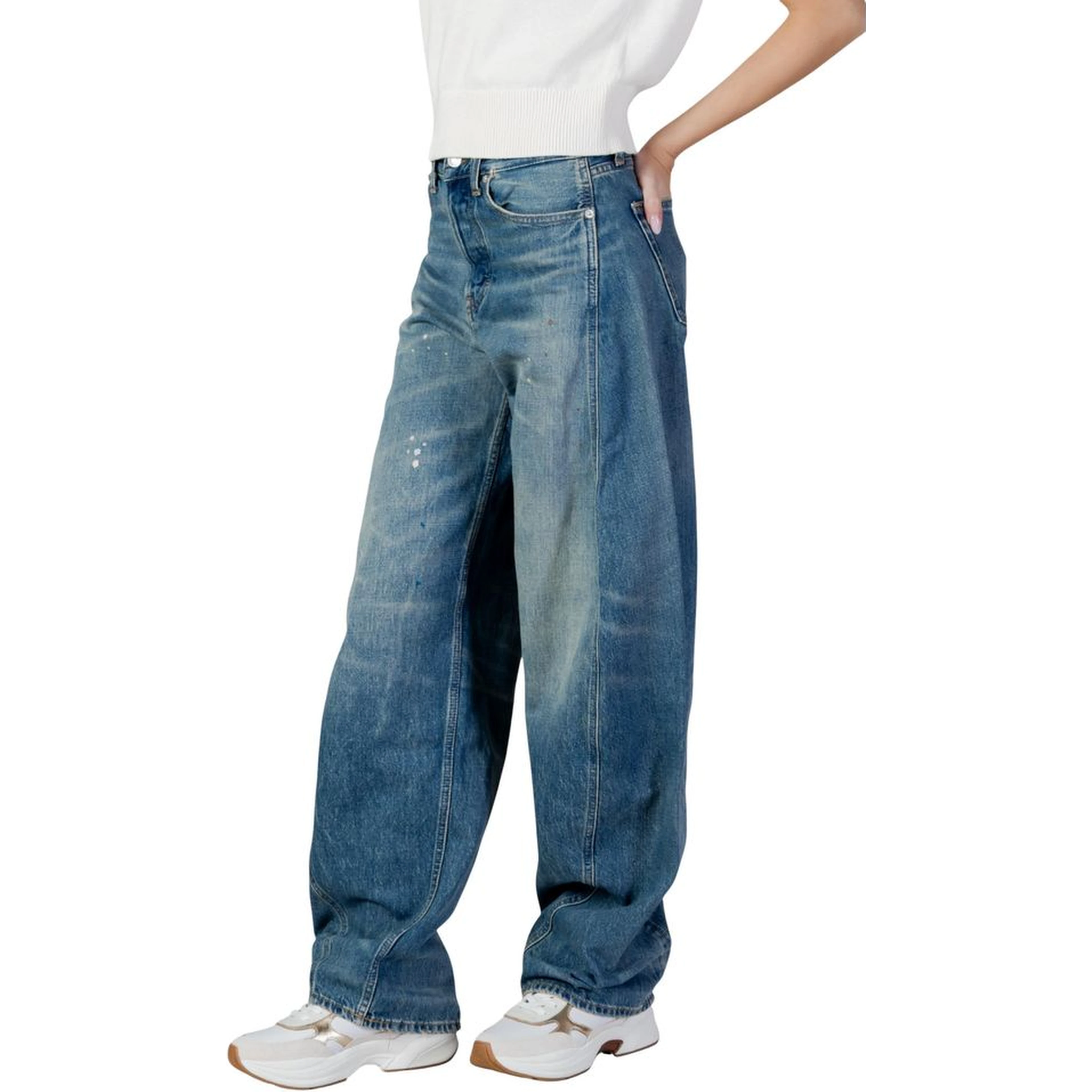 Blue Recycled Cotton Flared Jeans