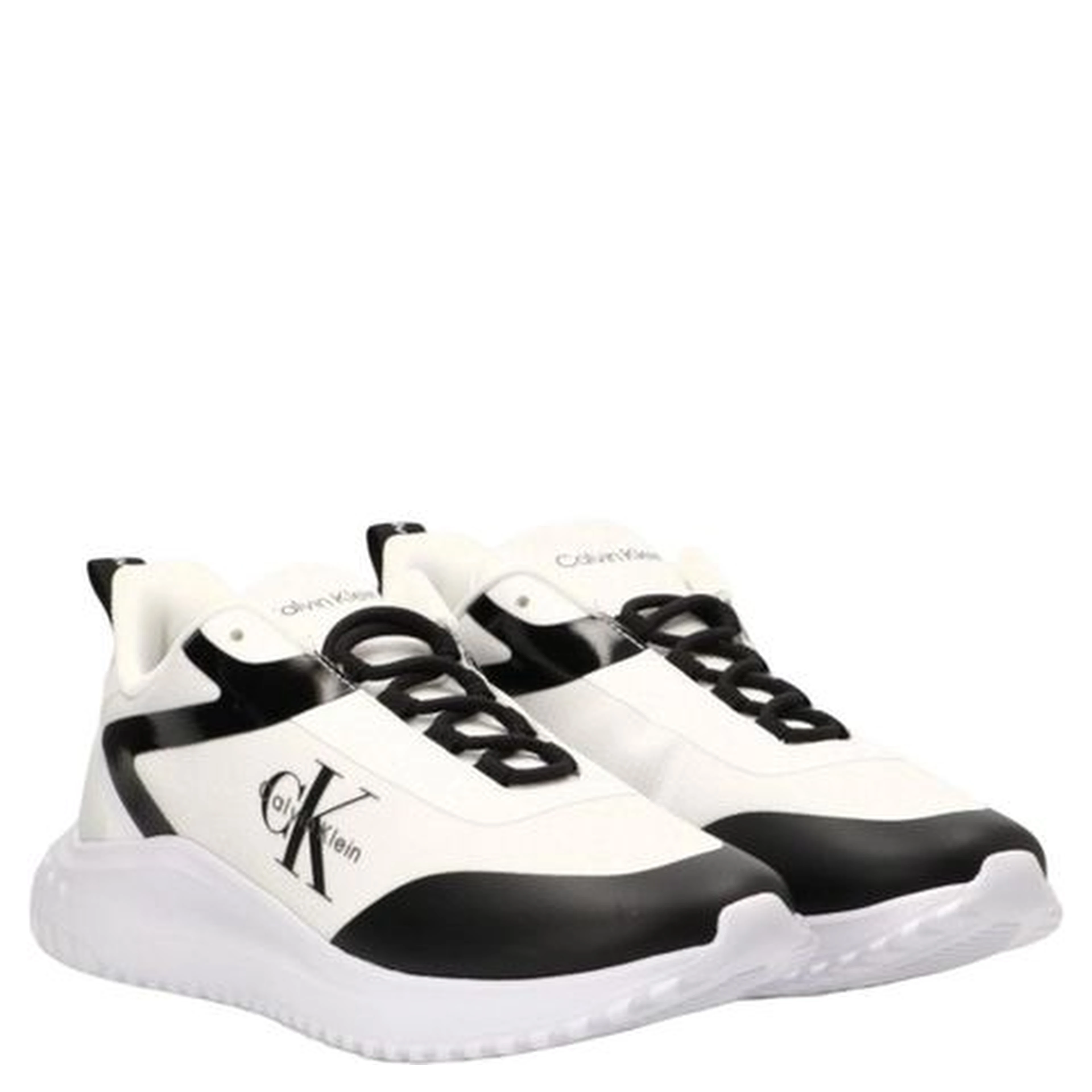 Black And White Recycled Polyester Athletic Sneakers
