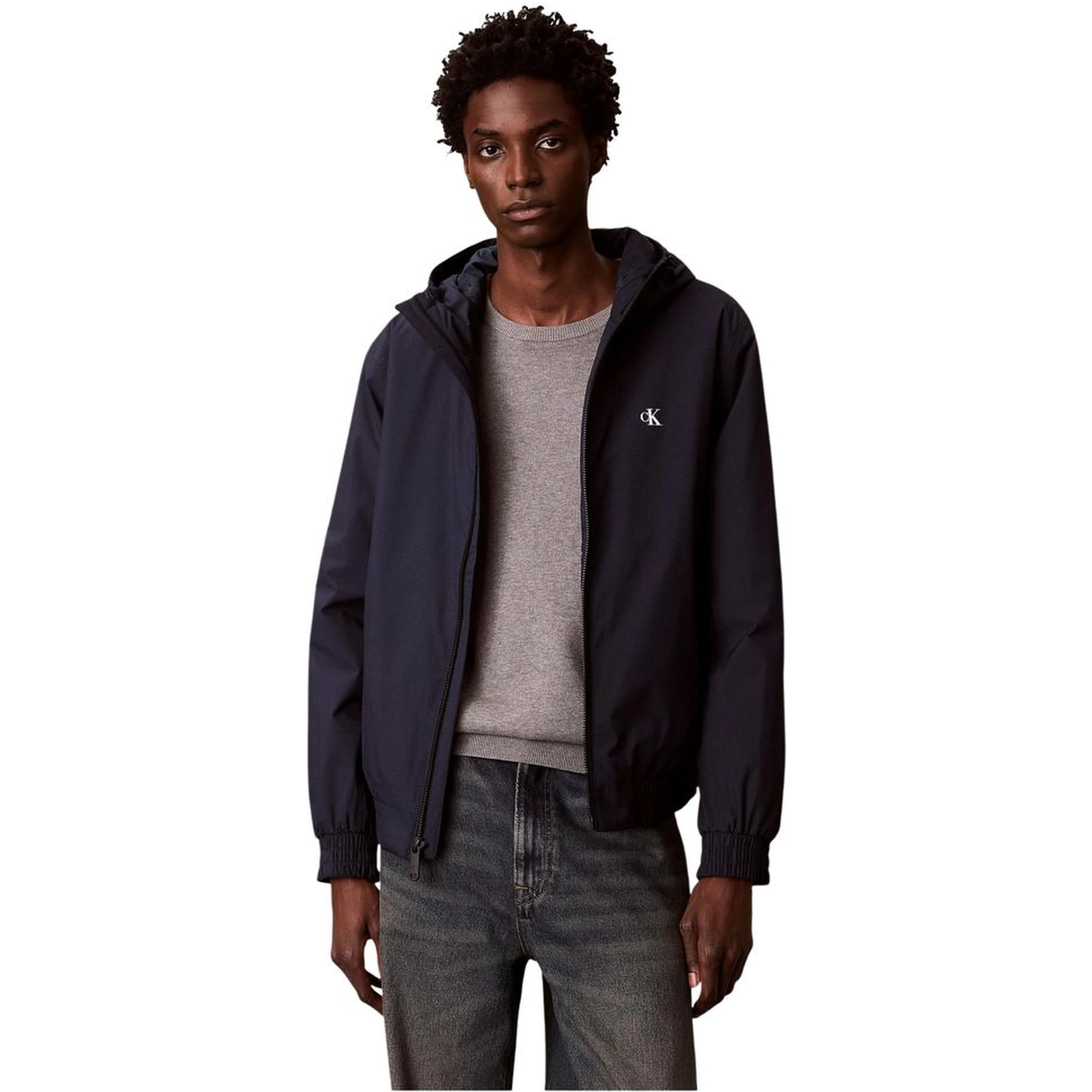 Blue Recycled Polyester Full-Length Jacket