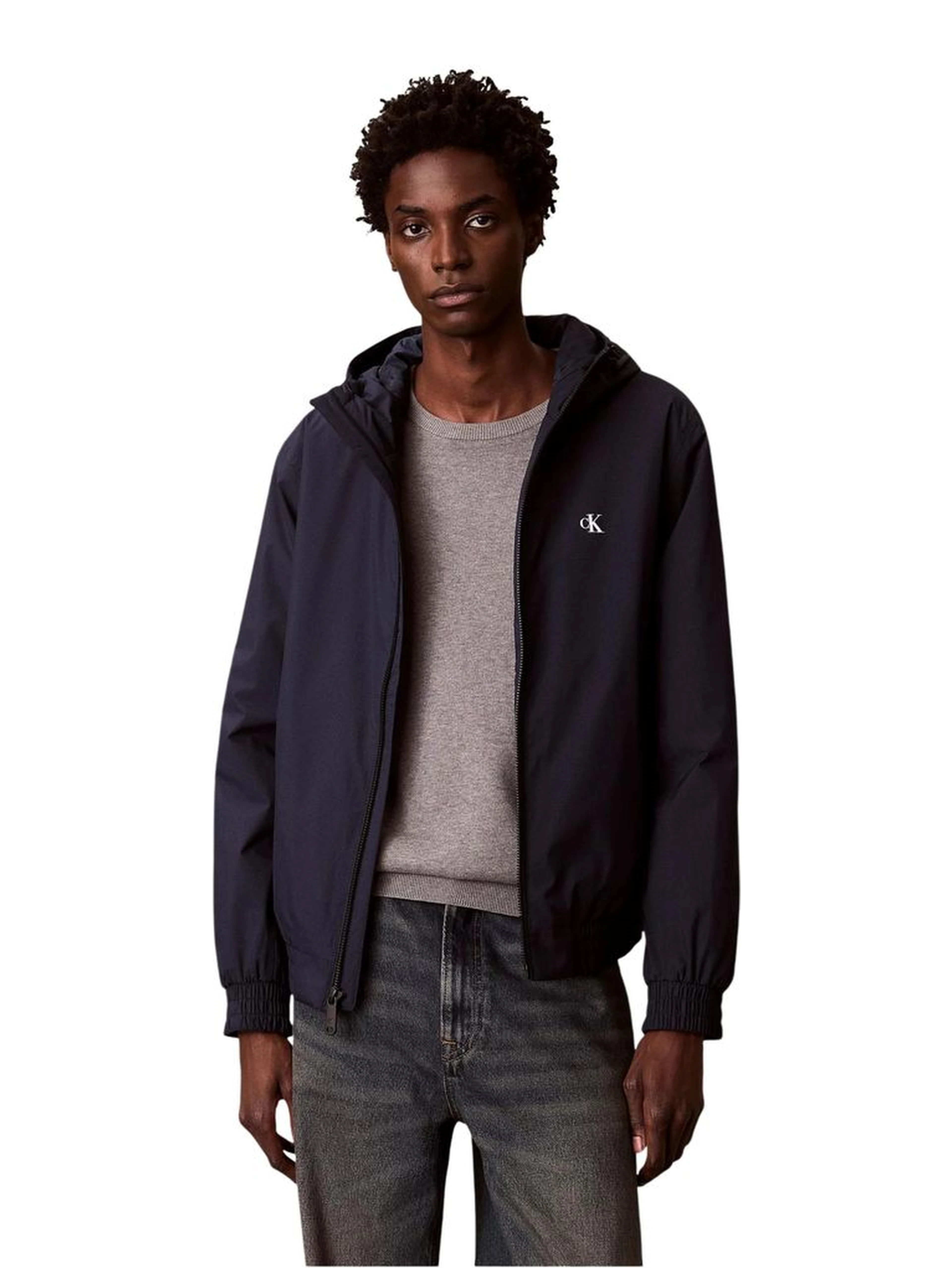Blue Recycled Polyester Full-Length Jacket