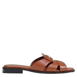 Brown Leather Flat Sandals