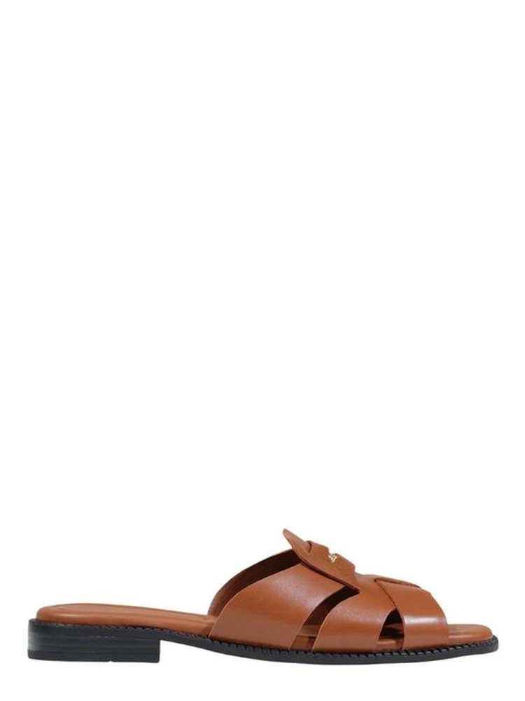 Brown Leather Flat Sandals