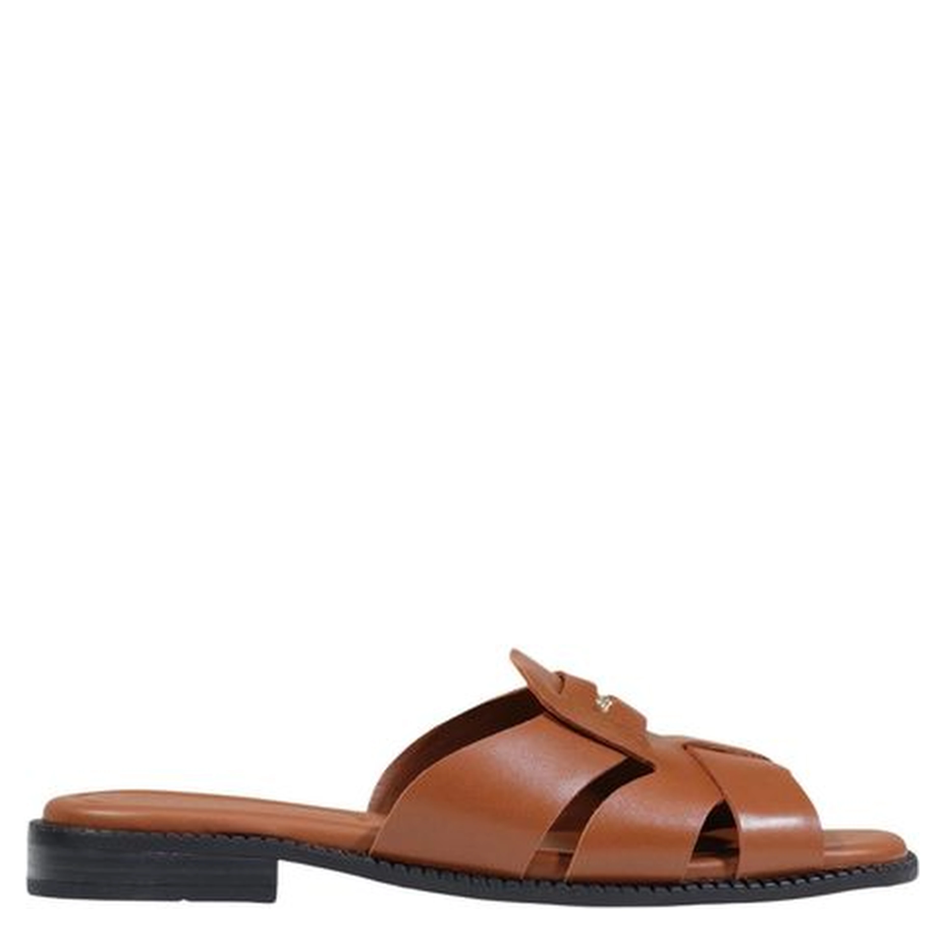 Brown Leather Flat Sandals