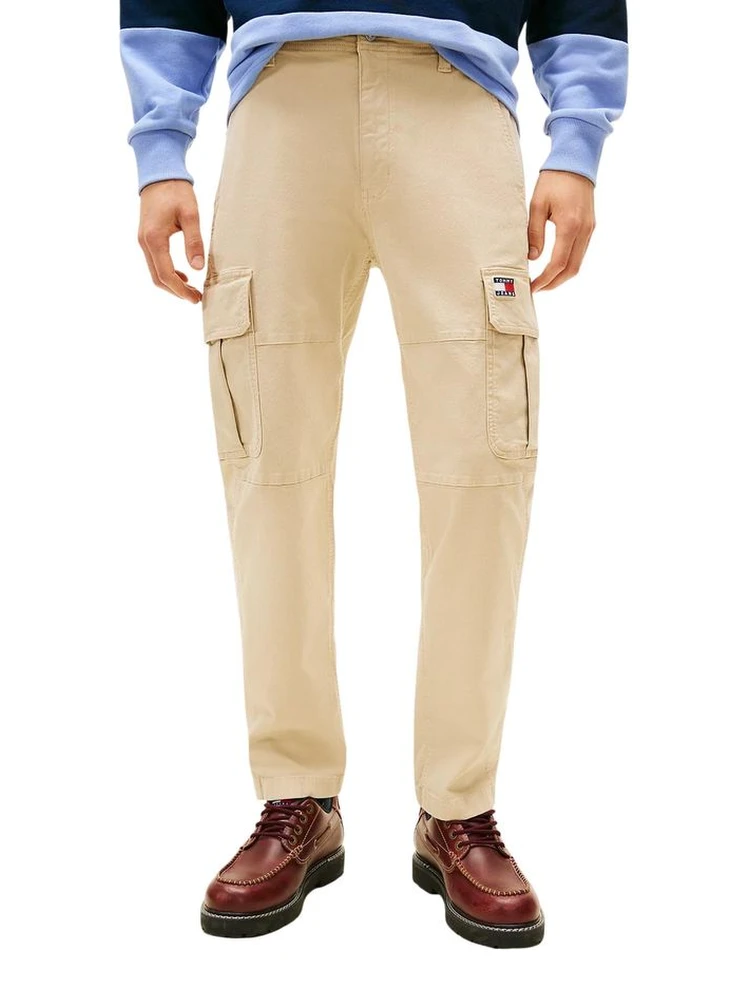 Beige Recycled Cotton Cargo Pants