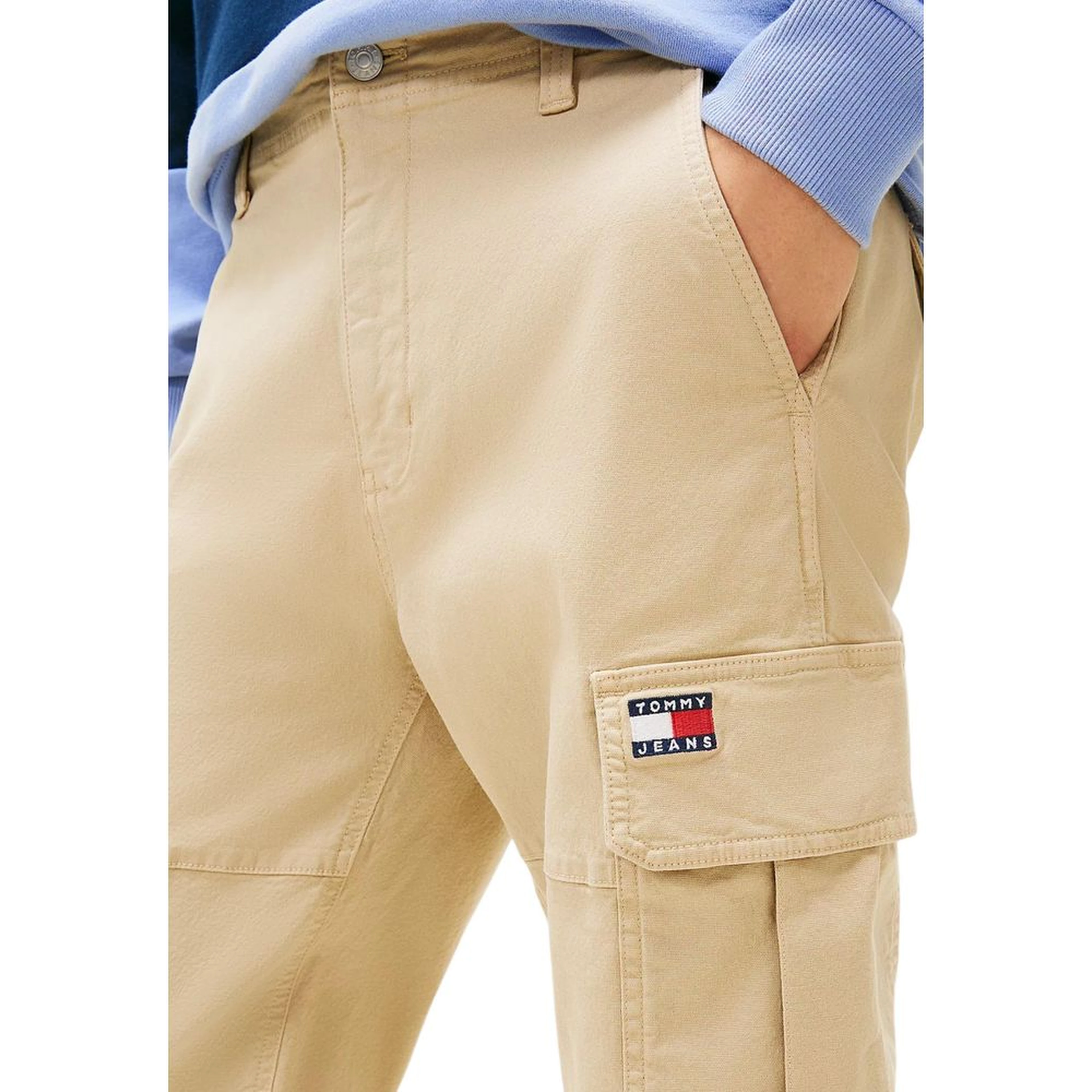 Beige Recycled Cotton Cargo Pants