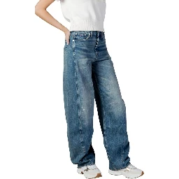 Blue Recycled Cotton Flared Jeans