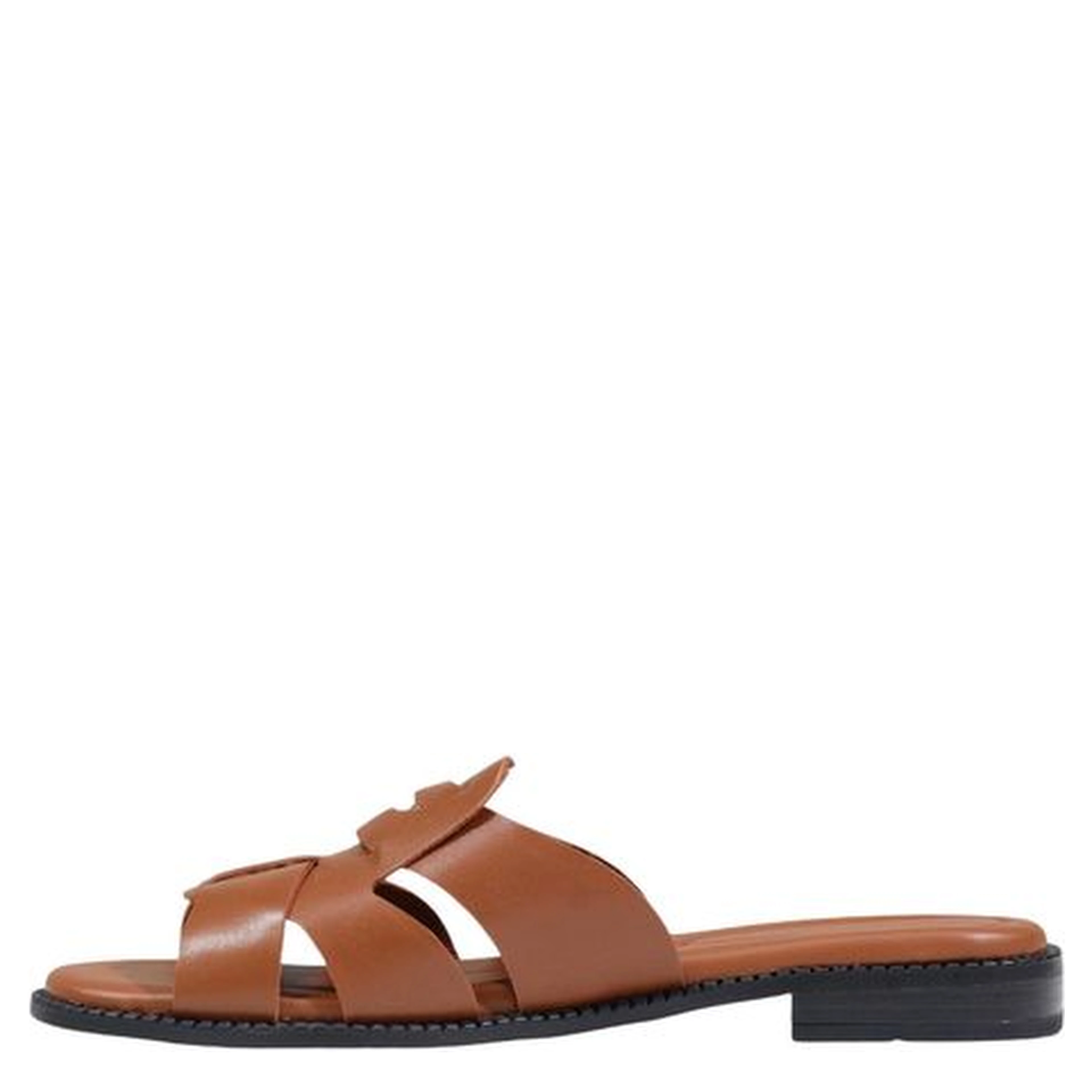 Brown Leather Flat Sandals