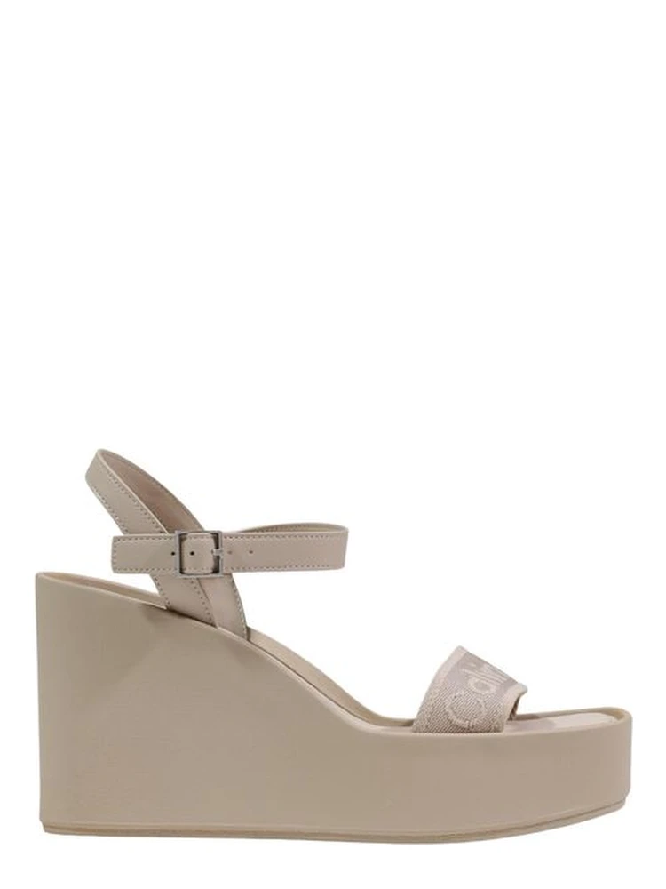 Beige Polyethylene Platform Sandals