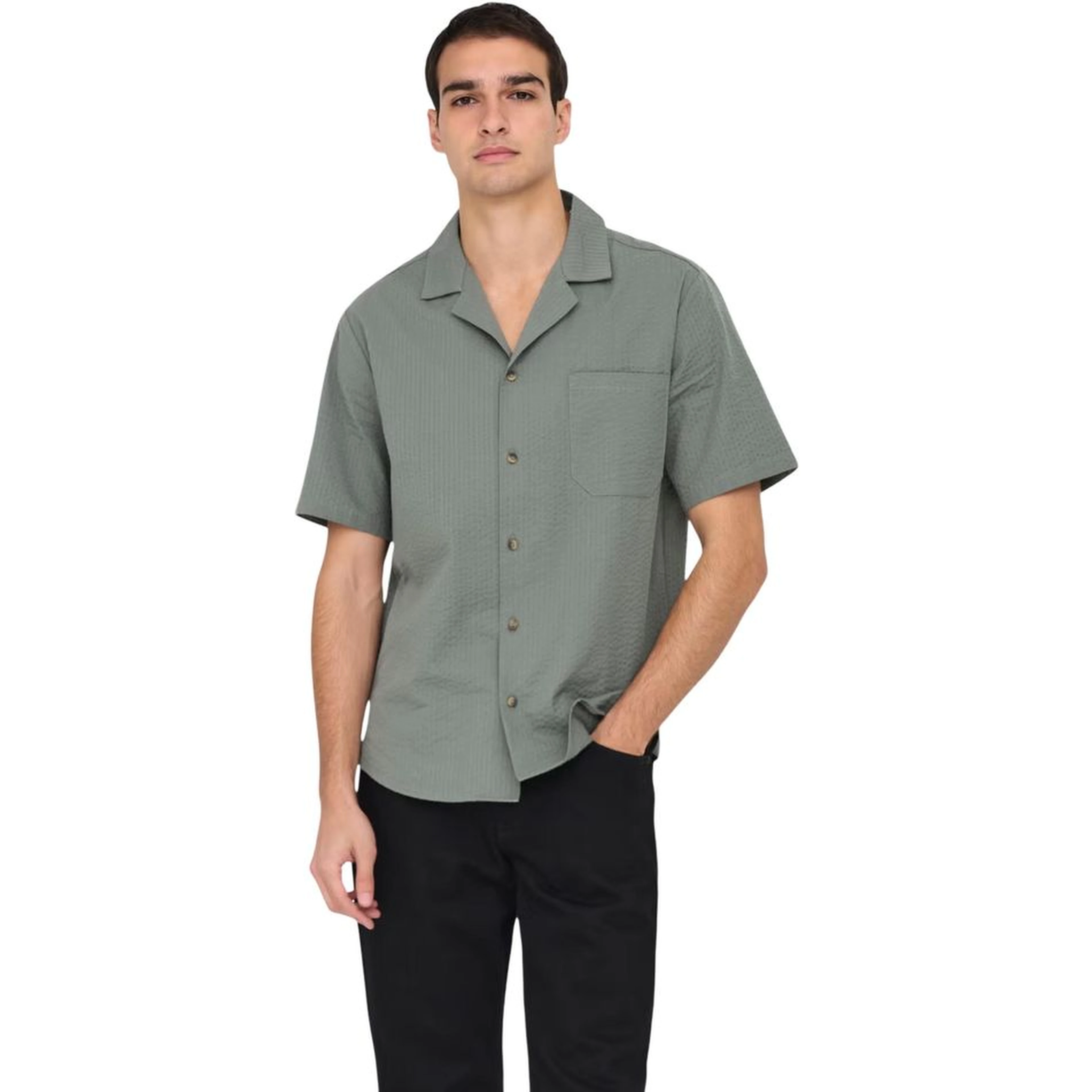 Green Cotton Shortsleeve Shirt