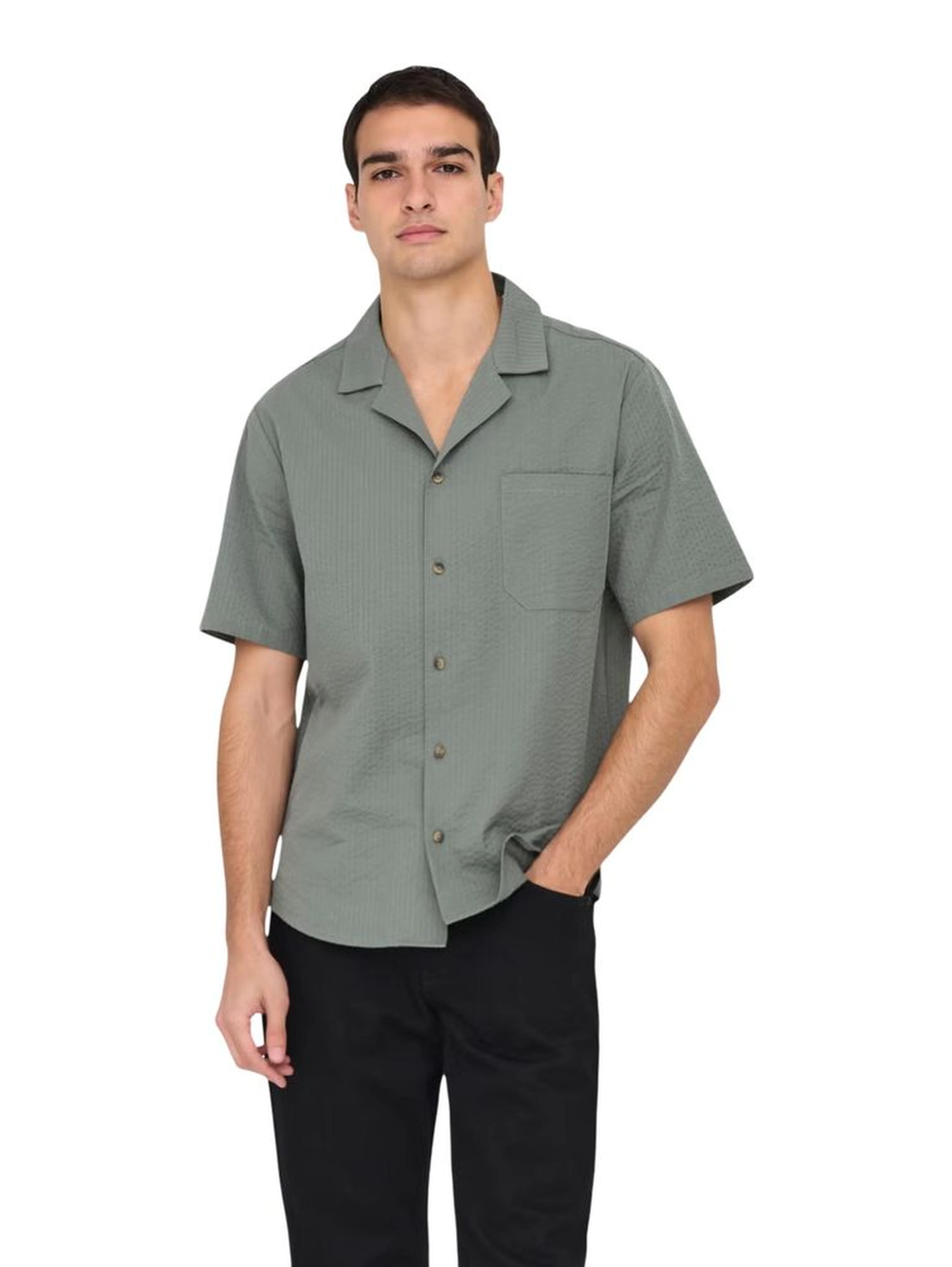 Green Cotton Shortsleeve Shirt